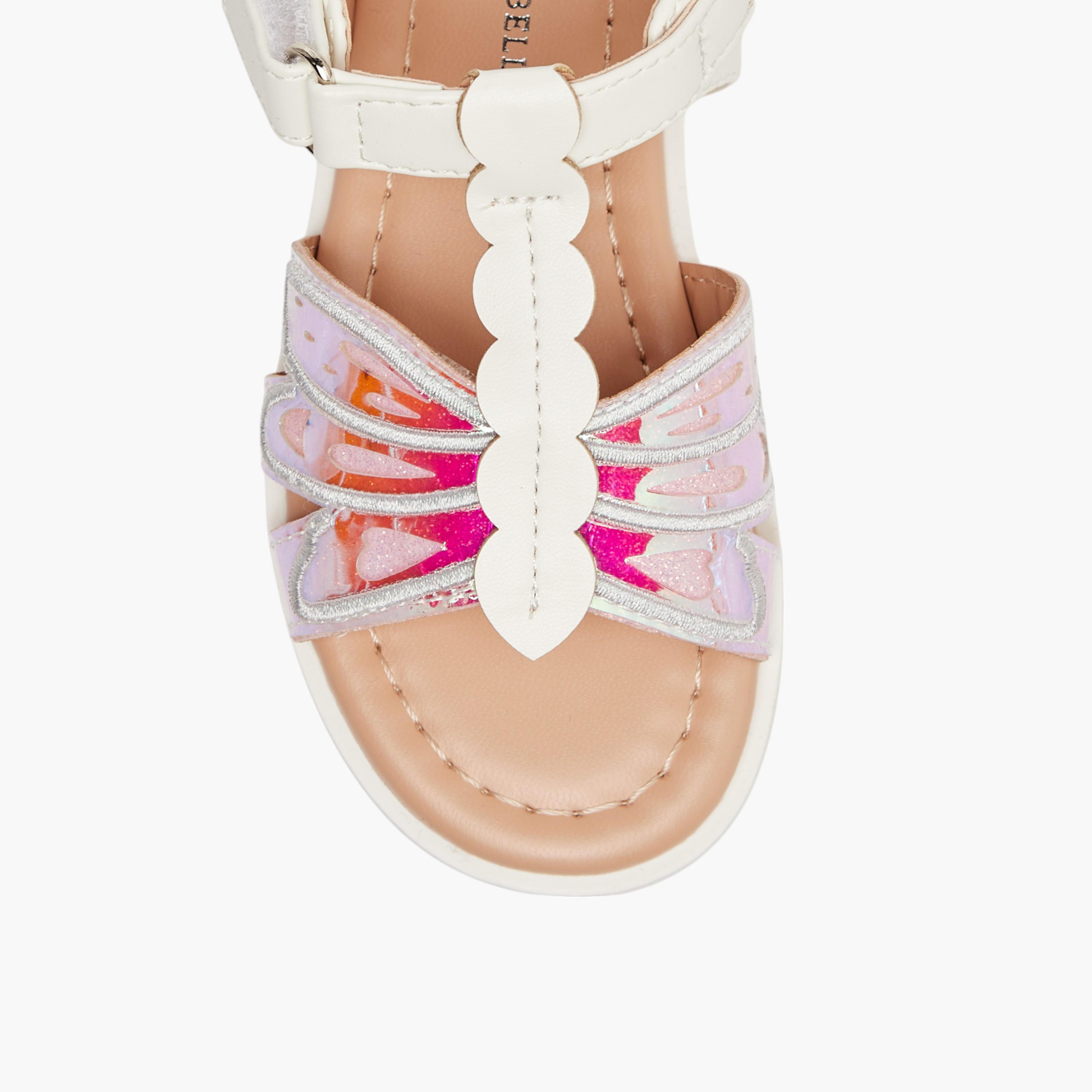 Flora Bella Panelled Sandals with Hook and Loop Closure-girls-shoes-sandals-image-3