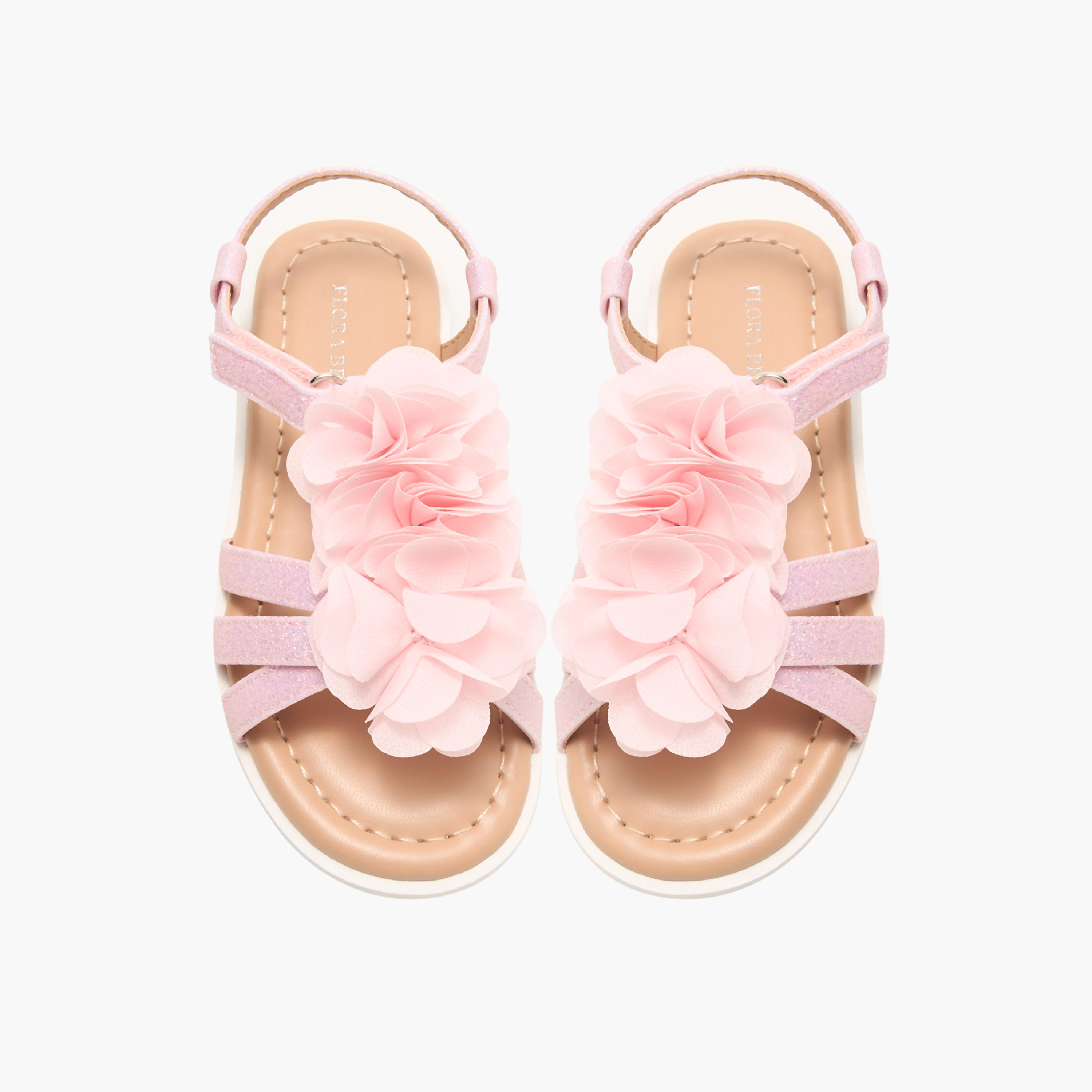 Flora Bella Floral Accent Sandals with Hook and Loop Closure-girls-shoes-sandals-image-1