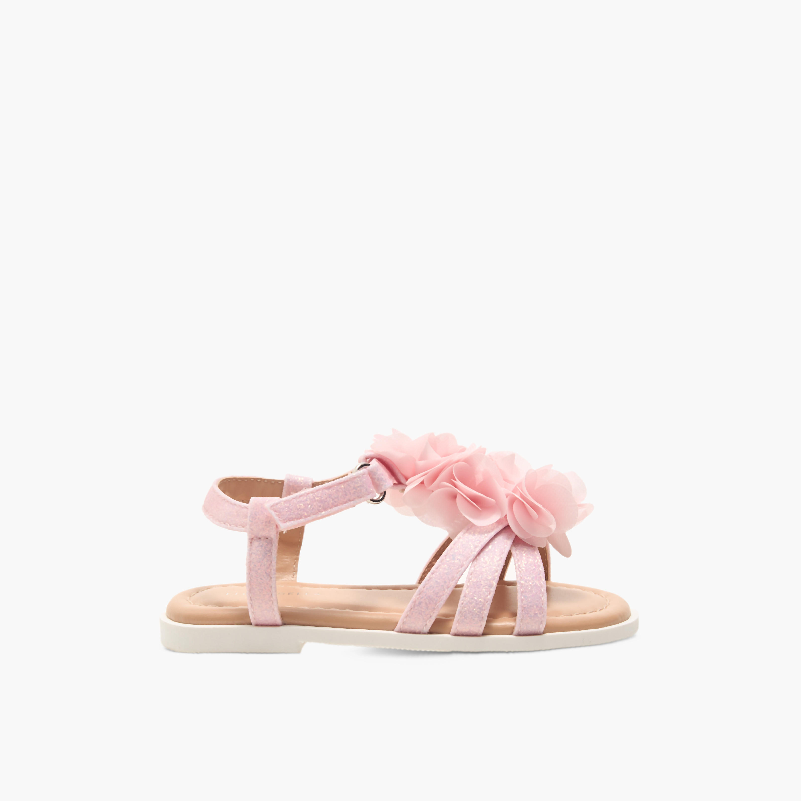 Flora Bella Floral Accent Sandals with Hook and Loop Closure-girls-shoes-sandals-image-2