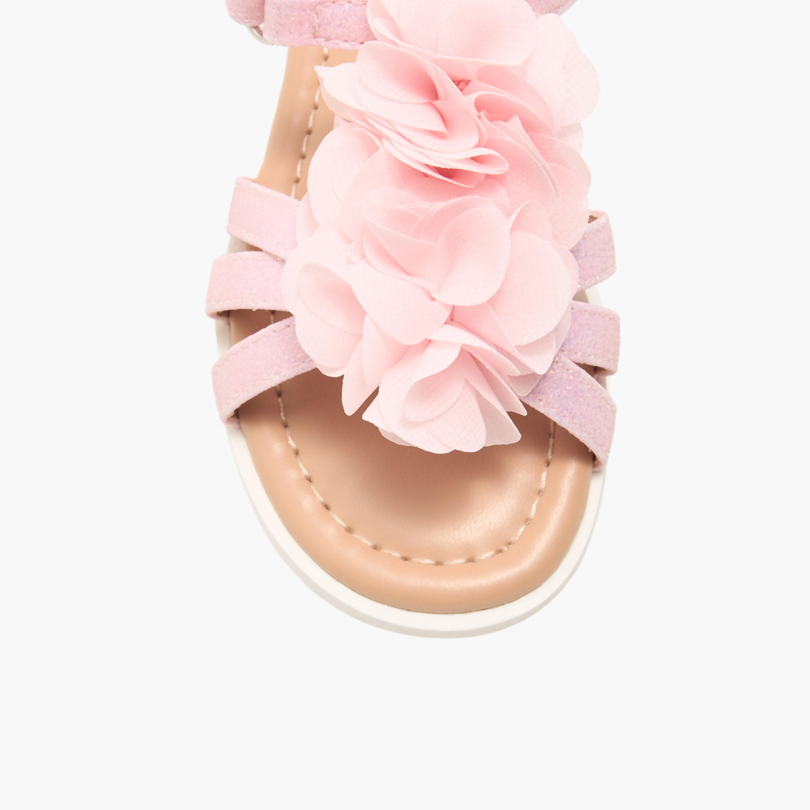 Flora Bella Floral Accent Sandals with Hook and Loop Closure-girls-shoes-sandals-image-3