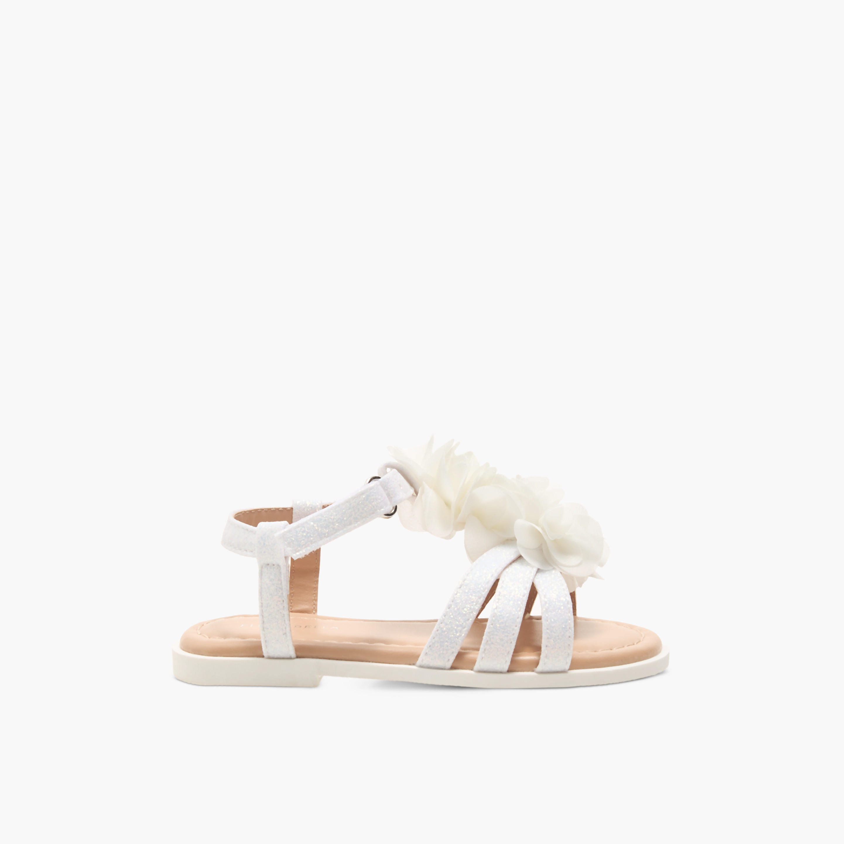 صندل بشريط إغلاق لاصق وزينة أزهار من فلورا بيلا-girls-shoes-sandals-image-2