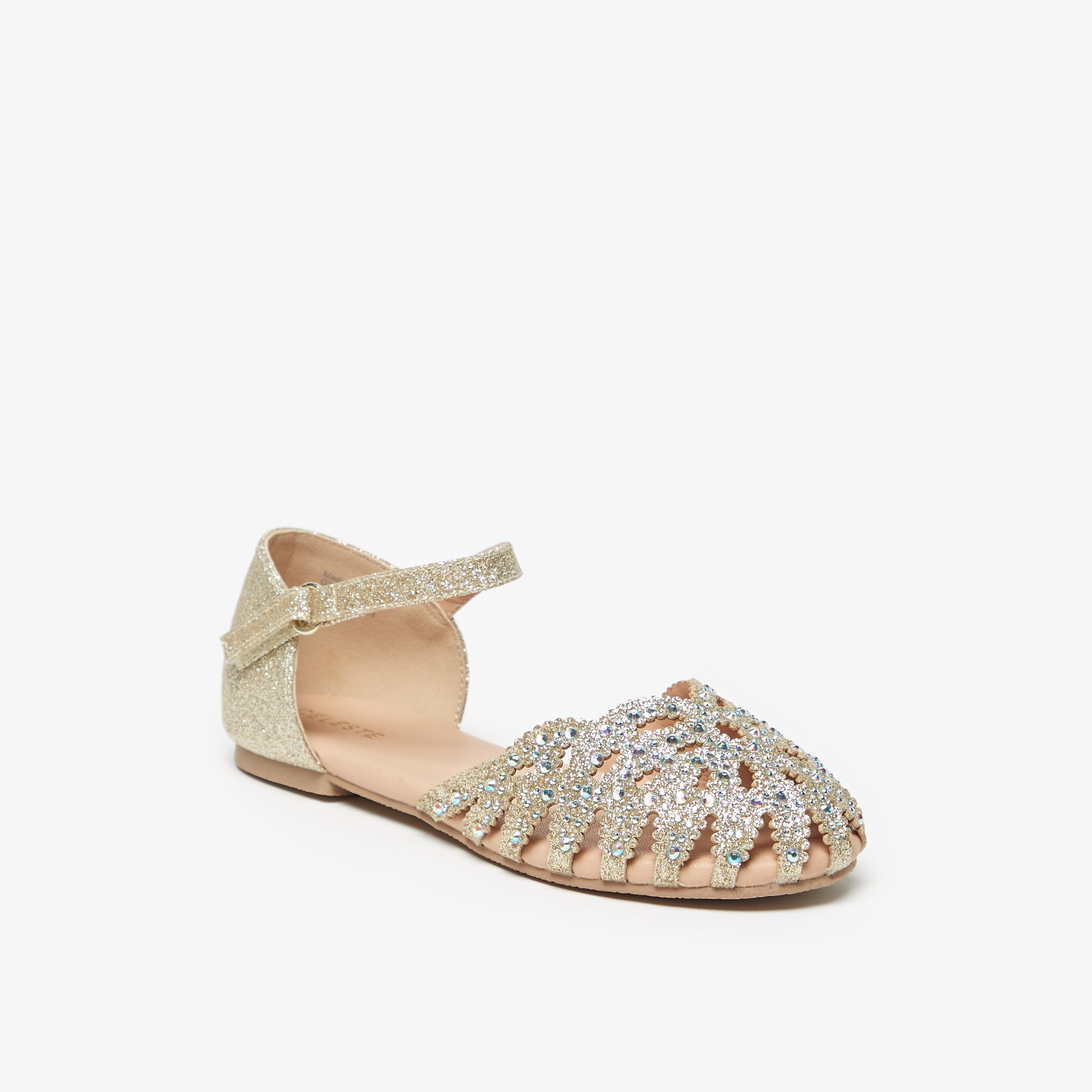 صندل بشريط إغلاق وزينة أحجار للبنات من سيليست-girls-shoes-ballerinas-image-1