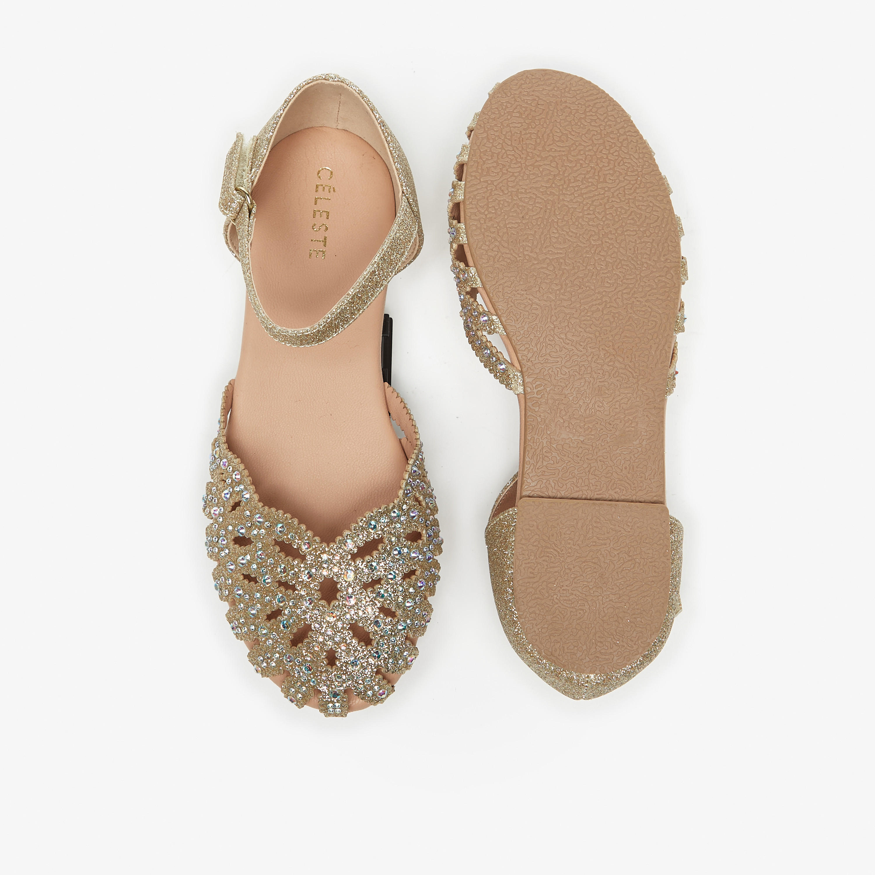 صندل بشريط إغلاق وزينة أحجار للبنات من سيليست-girls-shoes-ballerinas-image-4