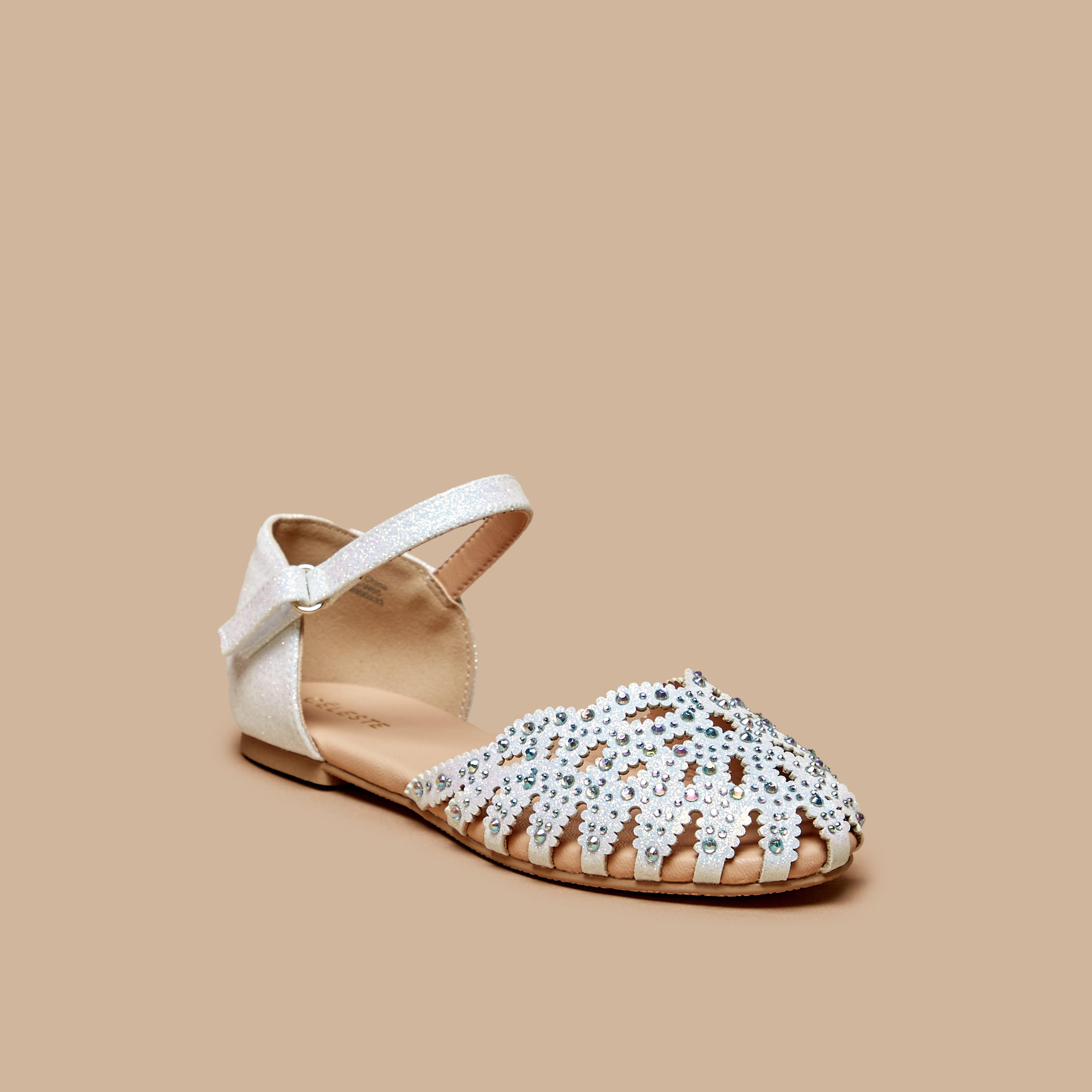 صندل بشريط إغلاق وزينة أحجار للبنات من سيليست-girls-shoes-ballerinas-image-1