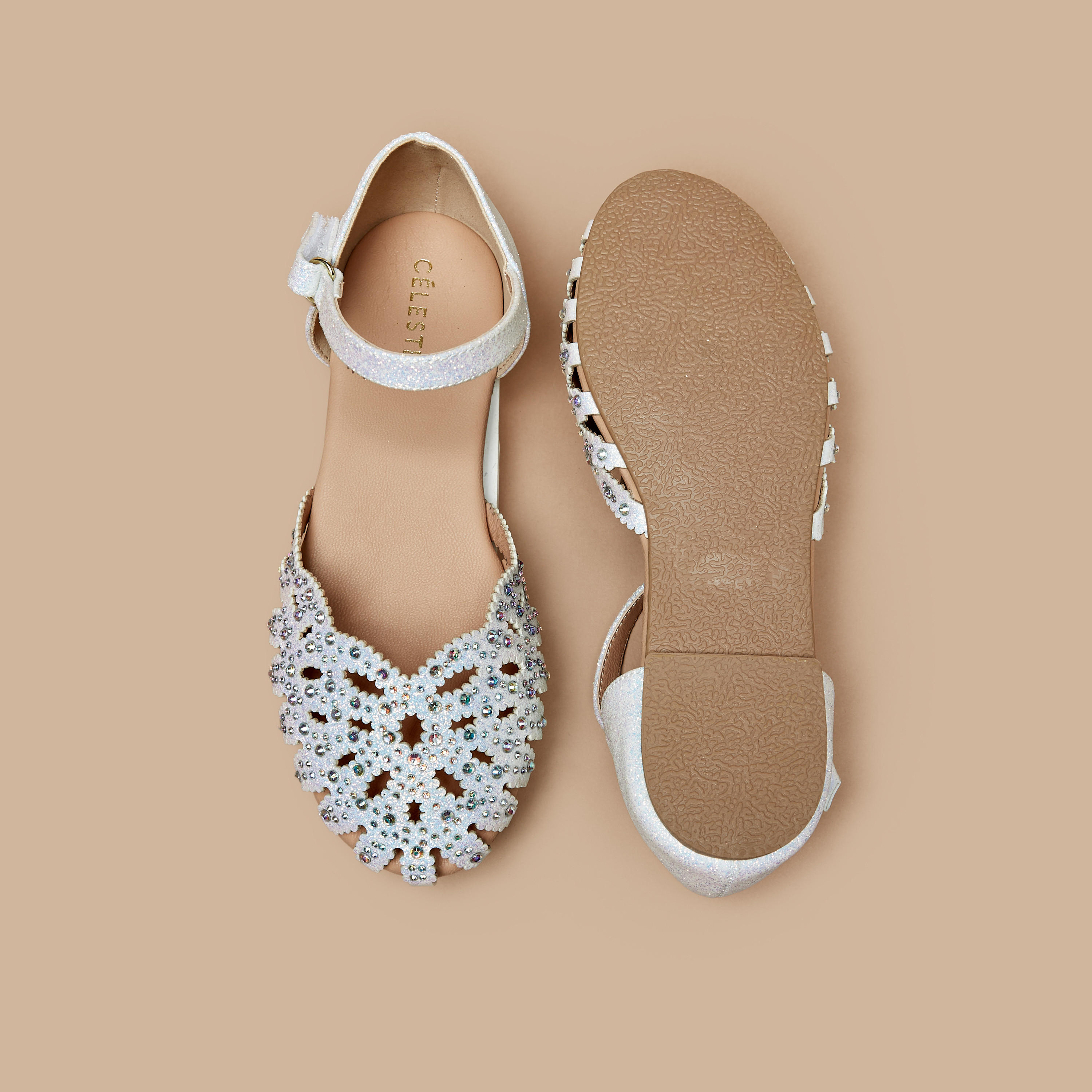 صندل بشريط إغلاق وزينة أحجار للبنات من سيليست-girls-shoes-ballerinas-image-4