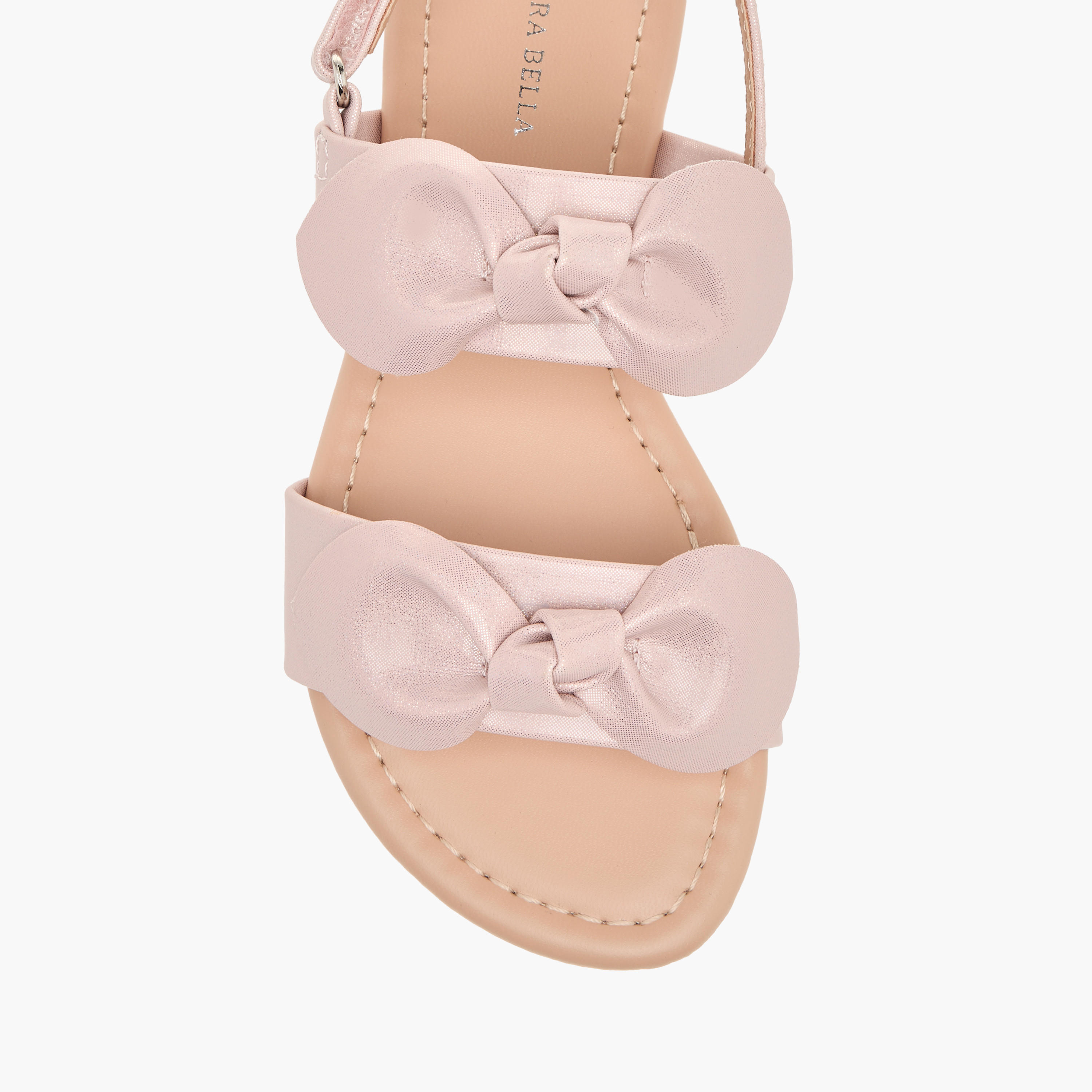 صندل بشريط إغلاق لاصق وزخارف فيونكة من فلورا بيلا-girls-shoes-sandals-image-3