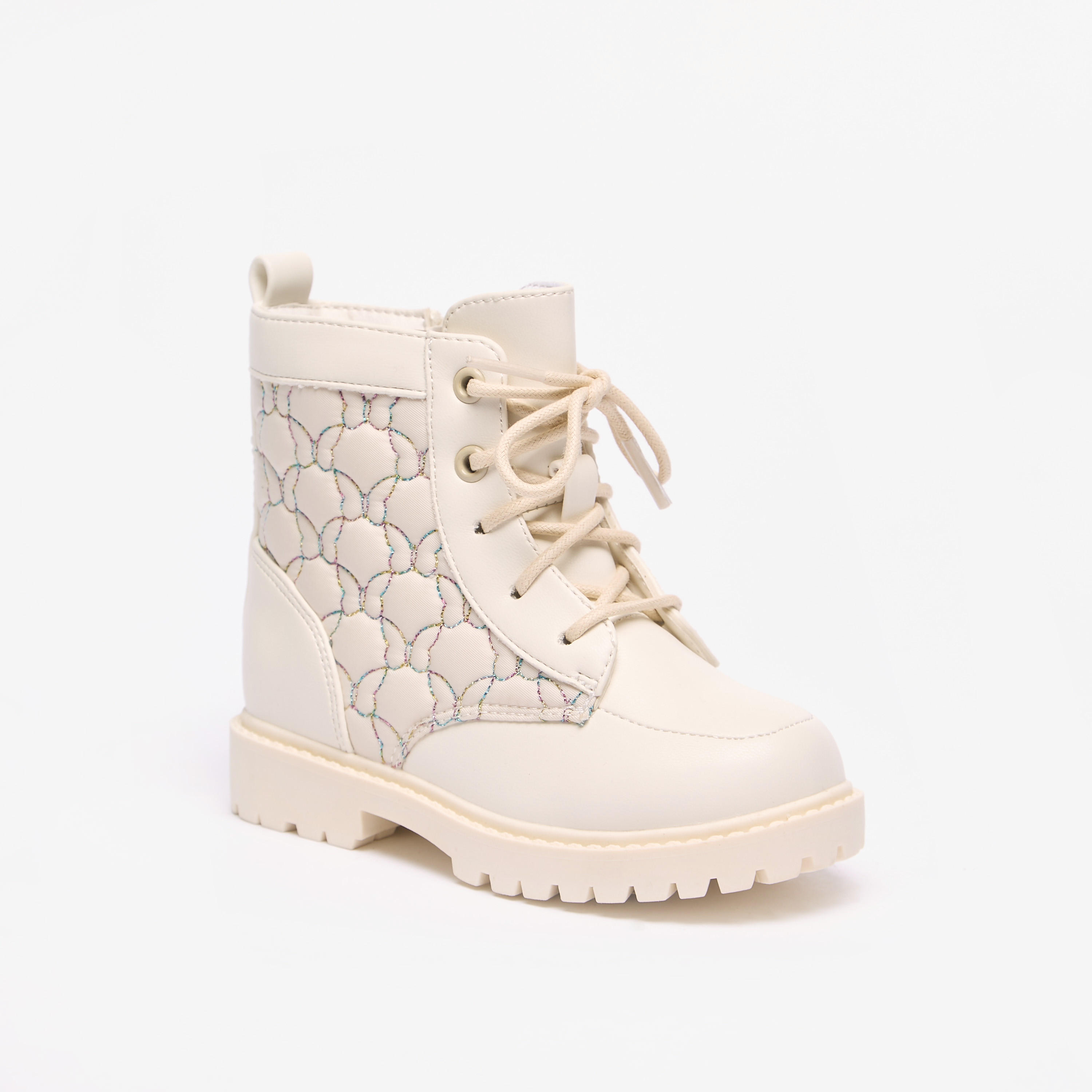 Flora Bella Butterfly Quilted High Cut Boots with Lace-Up Closure-girls-shoes-boots-image-1
