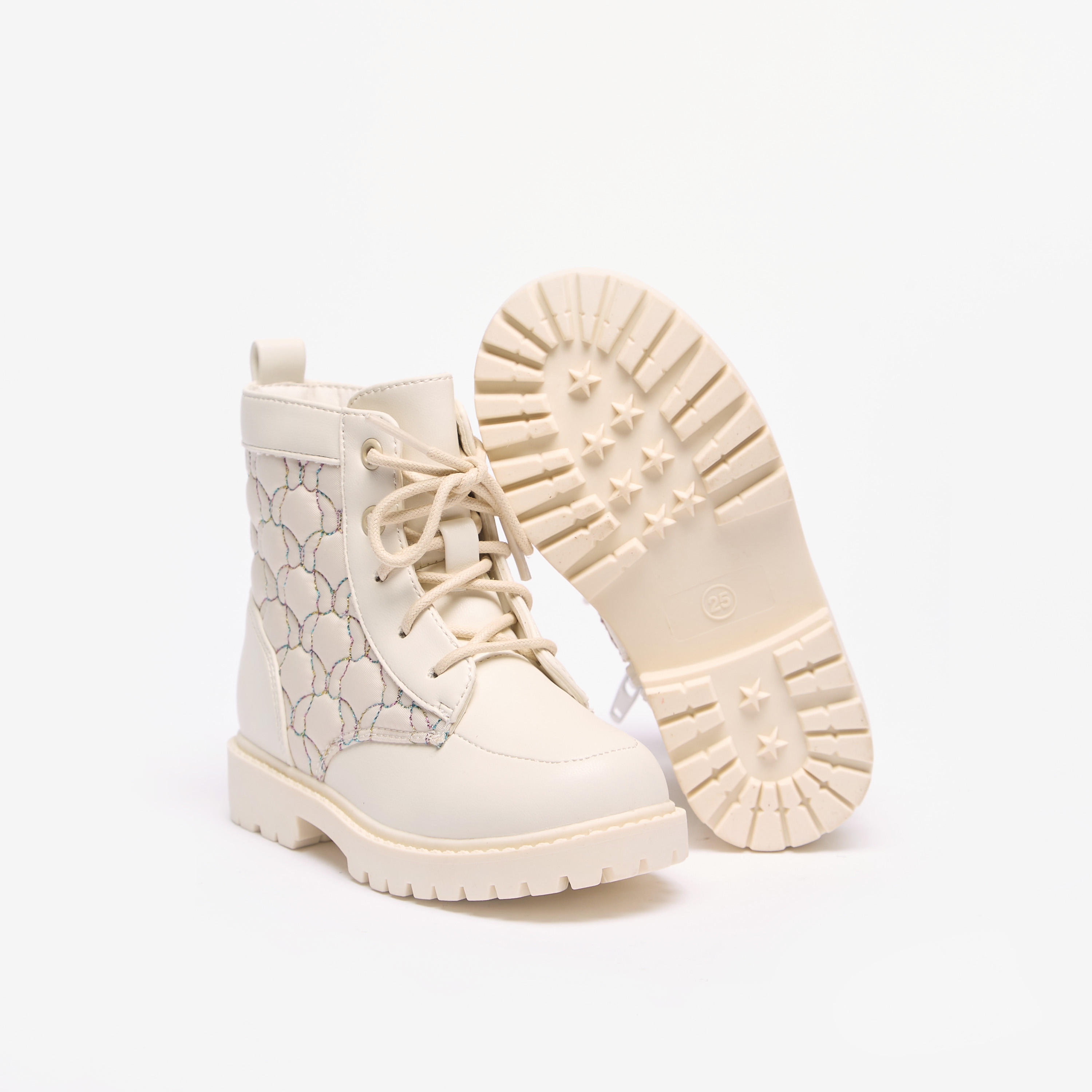 Flora Bella Butterfly Quilted High Cut Boots with Lace-Up Closure-girls-shoes-boots-image-4