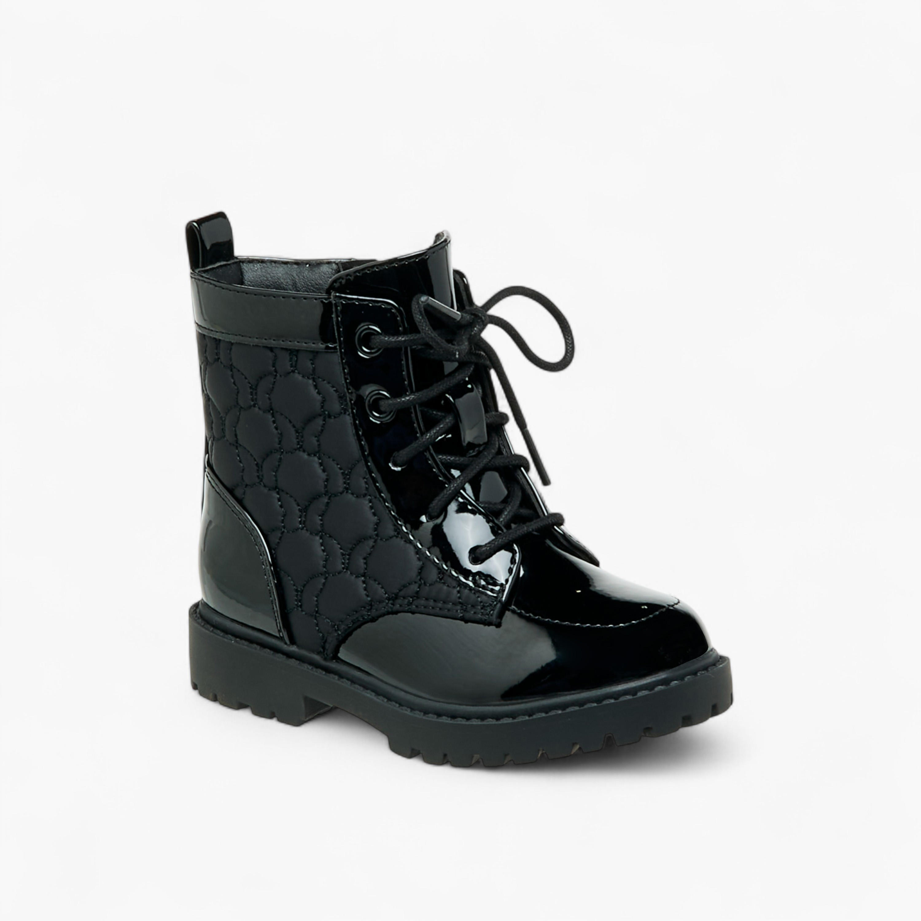 Flora Bella Panelled High Cut Boots with Lace-Up Closure-girls-shoes-boots-image-2