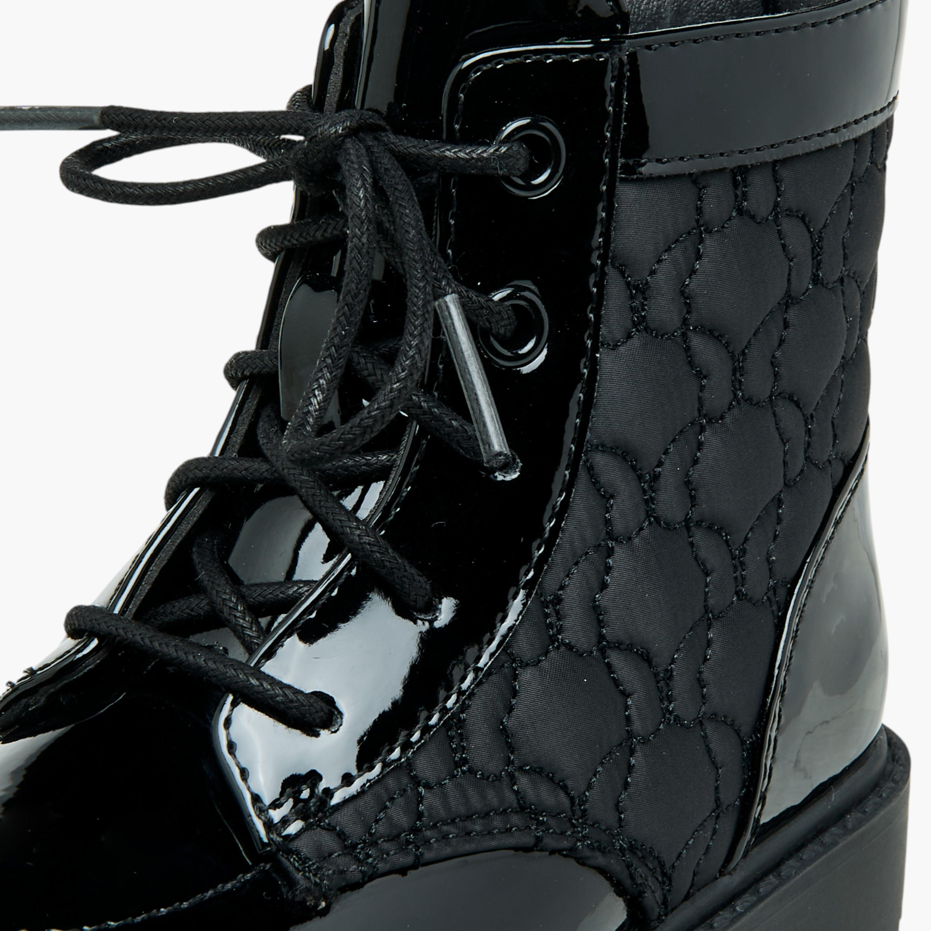 Flora Bella Panelled High Cut Boots with Lace-Up Closure-girls-shoes-boots-image-4