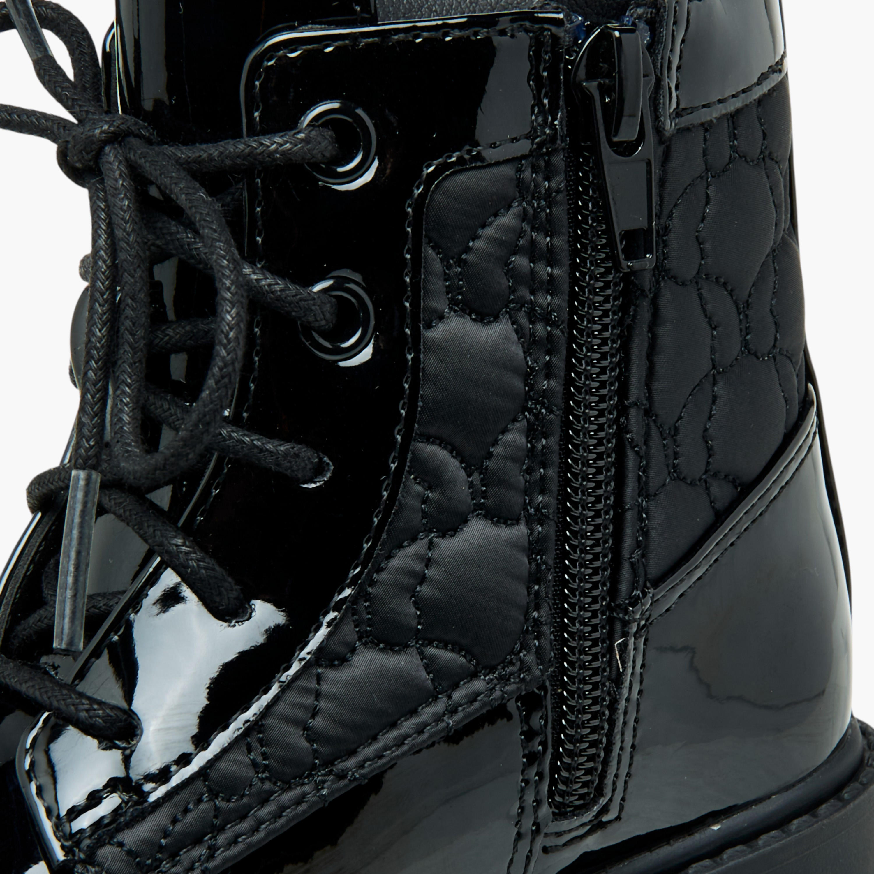 Flora Bella Panelled High Cut Boots with Lace-Up Closure-girls-shoes-boots-image-6