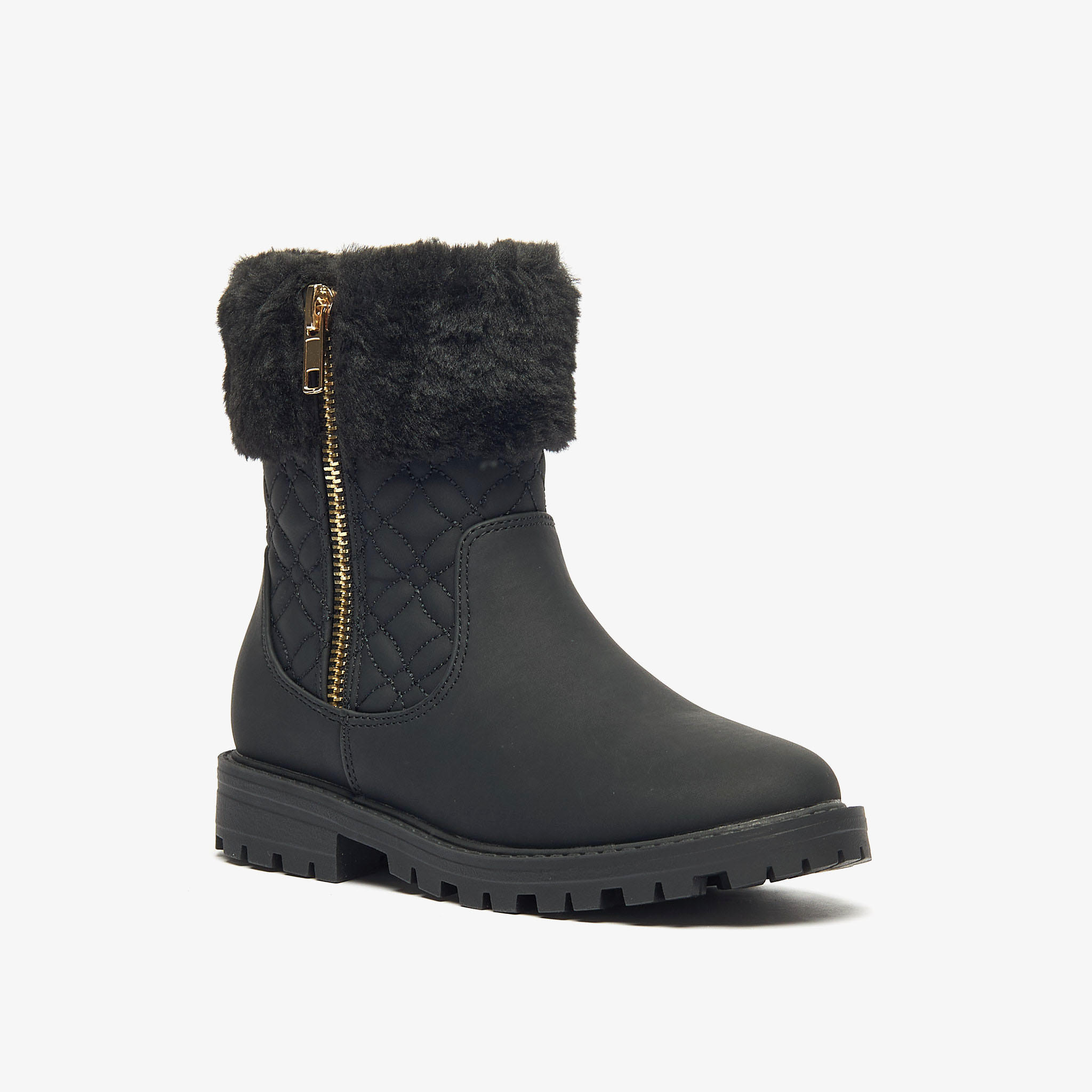 بوت بطول الكاحل بتفاصيل مخملية وسحّاب إغلاق من ليتل ميسي-girls-shoes-boots-image-6