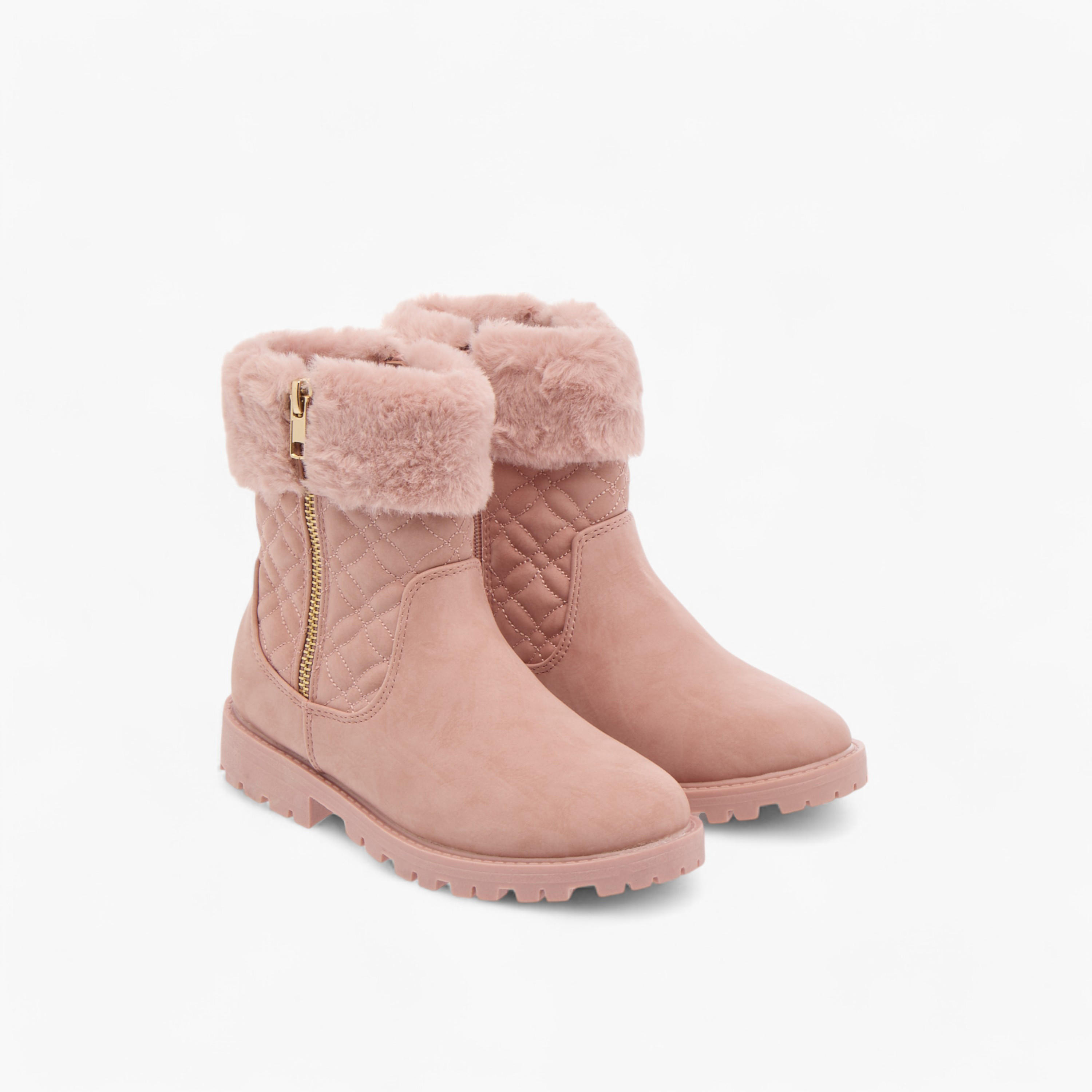 بوت بطول الكاحل بتفاصيل مخملية وسحّاب إغلاق من ليتل ميسي-girls-shoes-boots-image-11