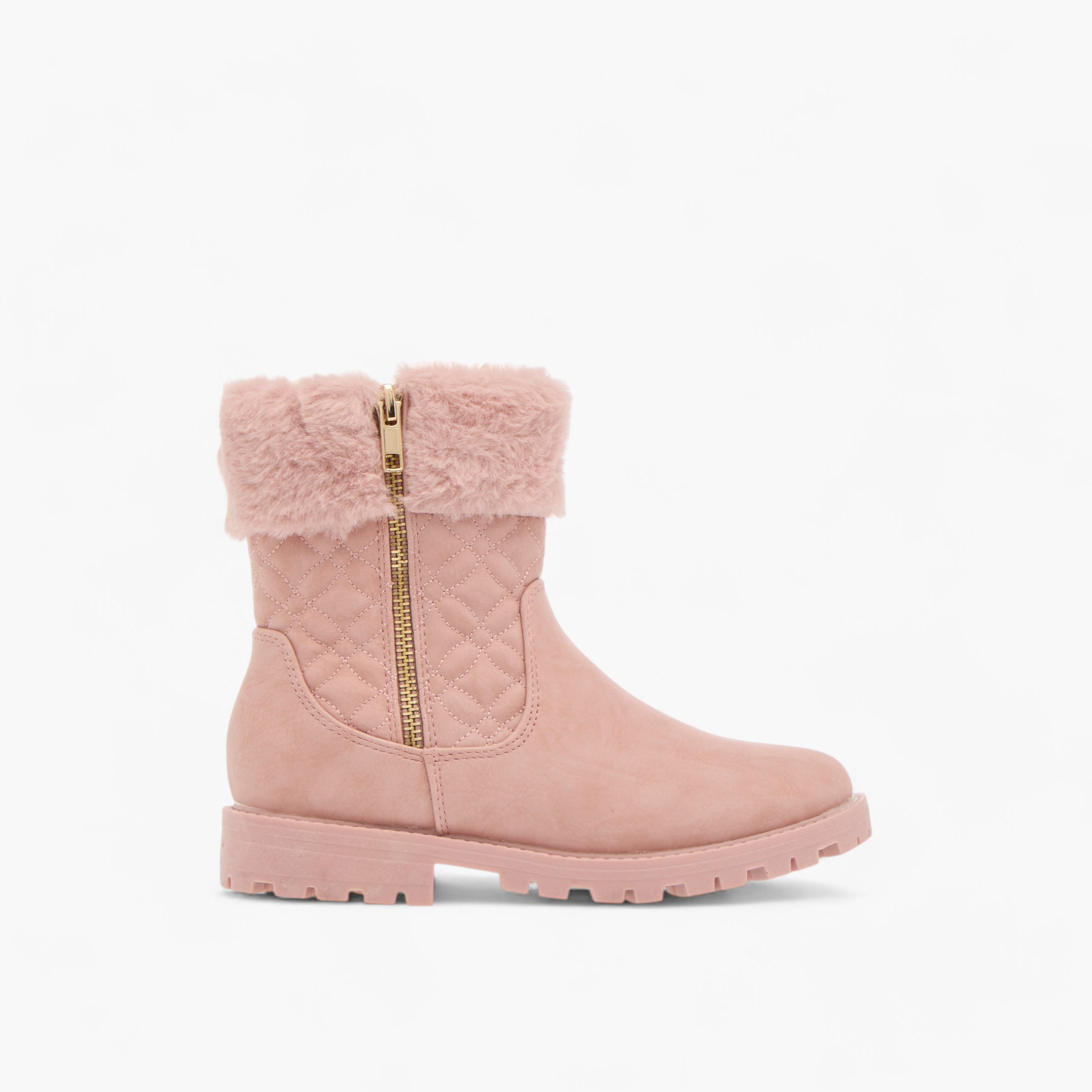 بوت بطول الكاحل بتفاصيل مخملية وسحّاب إغلاق من ليتل ميسي-girls-shoes-boots-image-13