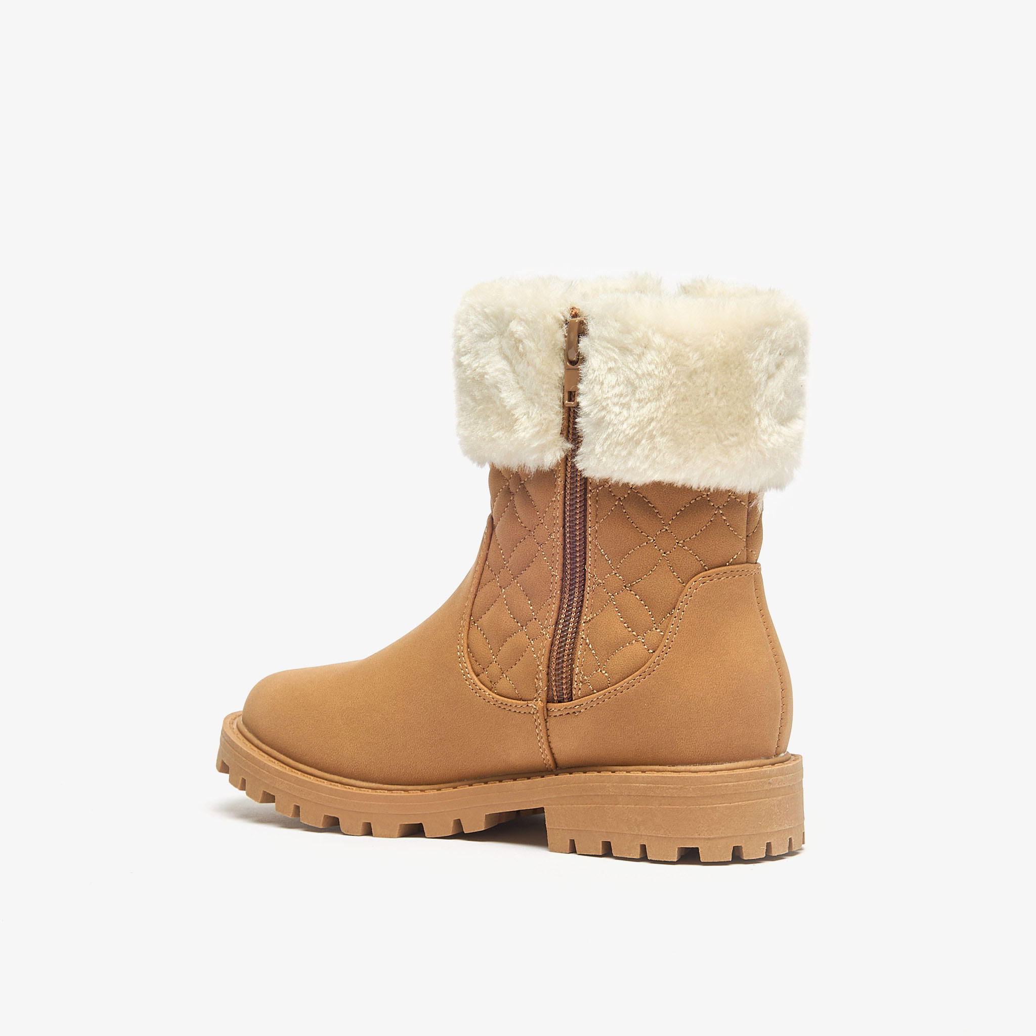 بوت بطول الكاحل بتفاصيل مخملية وسحّاب إغلاق من ليتل ميسي-girls-shoes-boots-image-2
