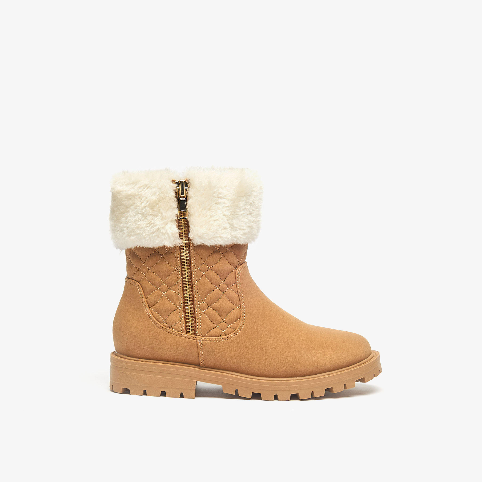 بوت بطول الكاحل بتفاصيل مخملية وسحّاب إغلاق من ليتل ميسي-girls-shoes-boots-image-3