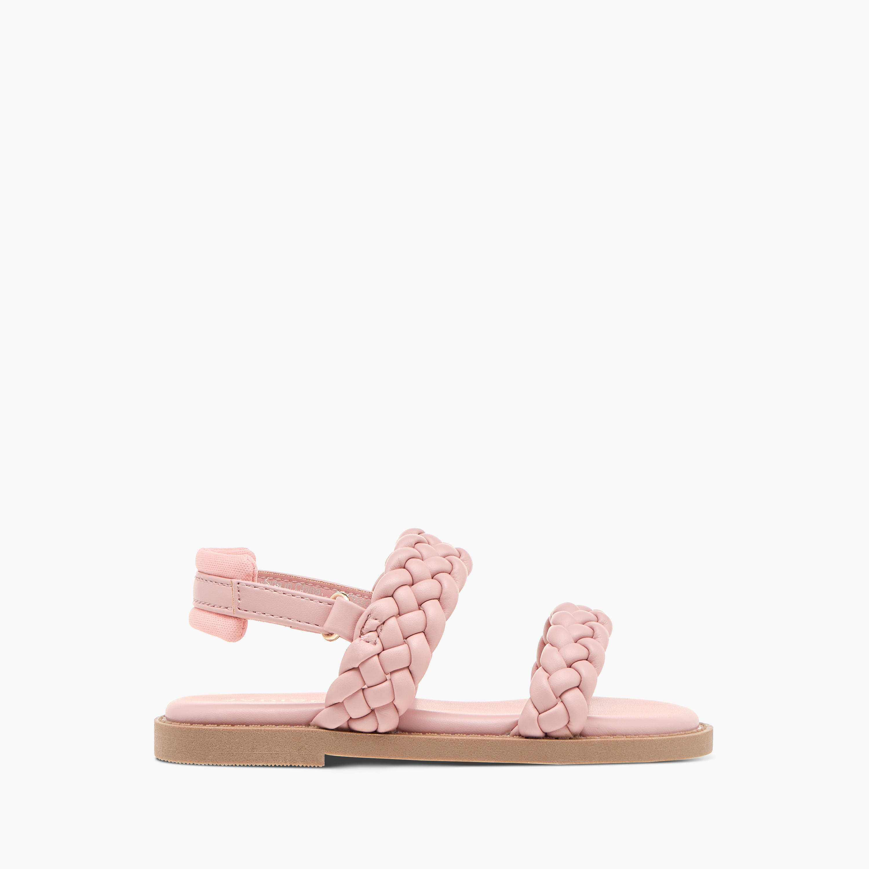 Juniors Weave Detail Strap Sandals with Hook and Loop Closure-girls-shoes-sandals-image-2