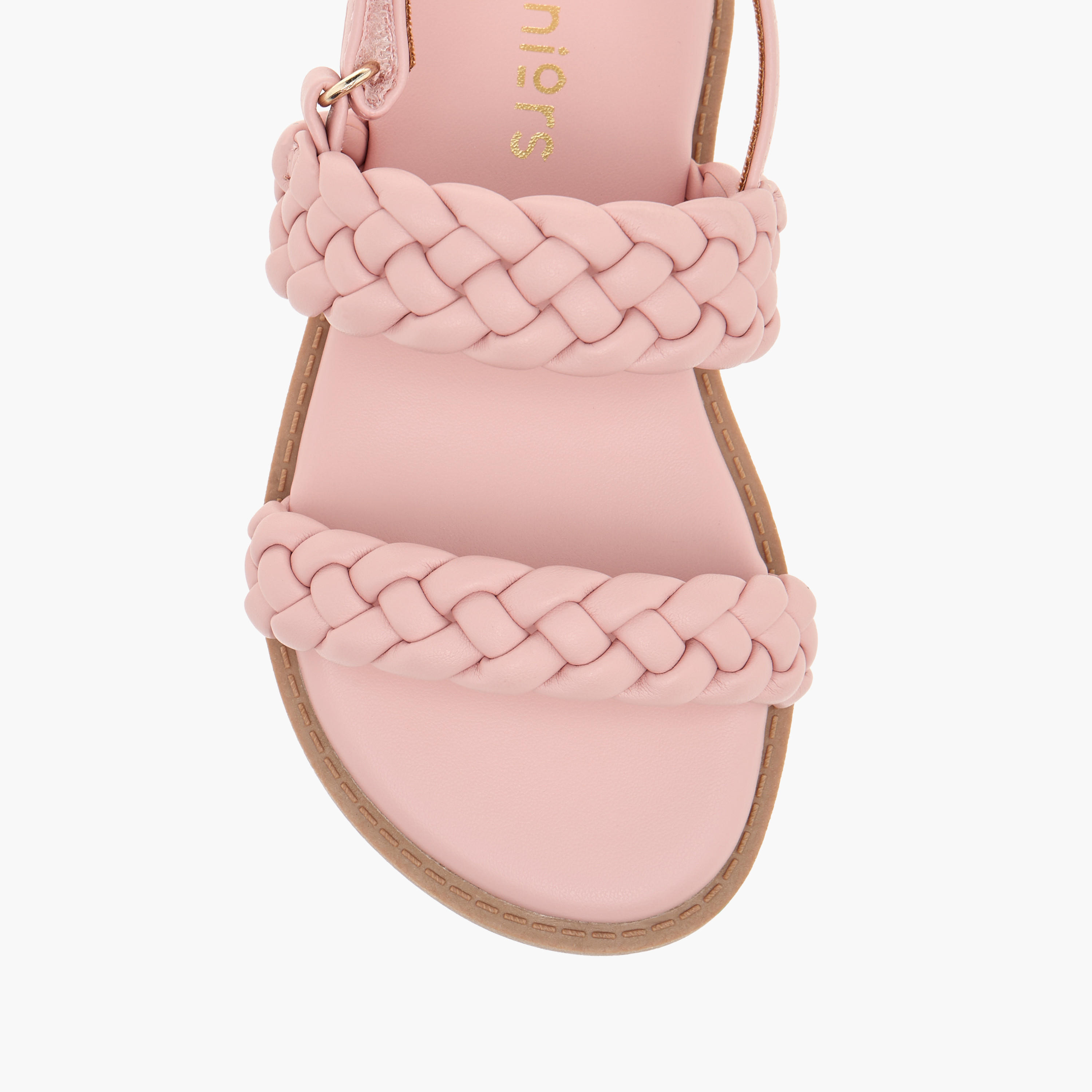 Juniors Weave Detail Strap Sandals with Hook and Loop Closure-girls-shoes-sandals-image-3