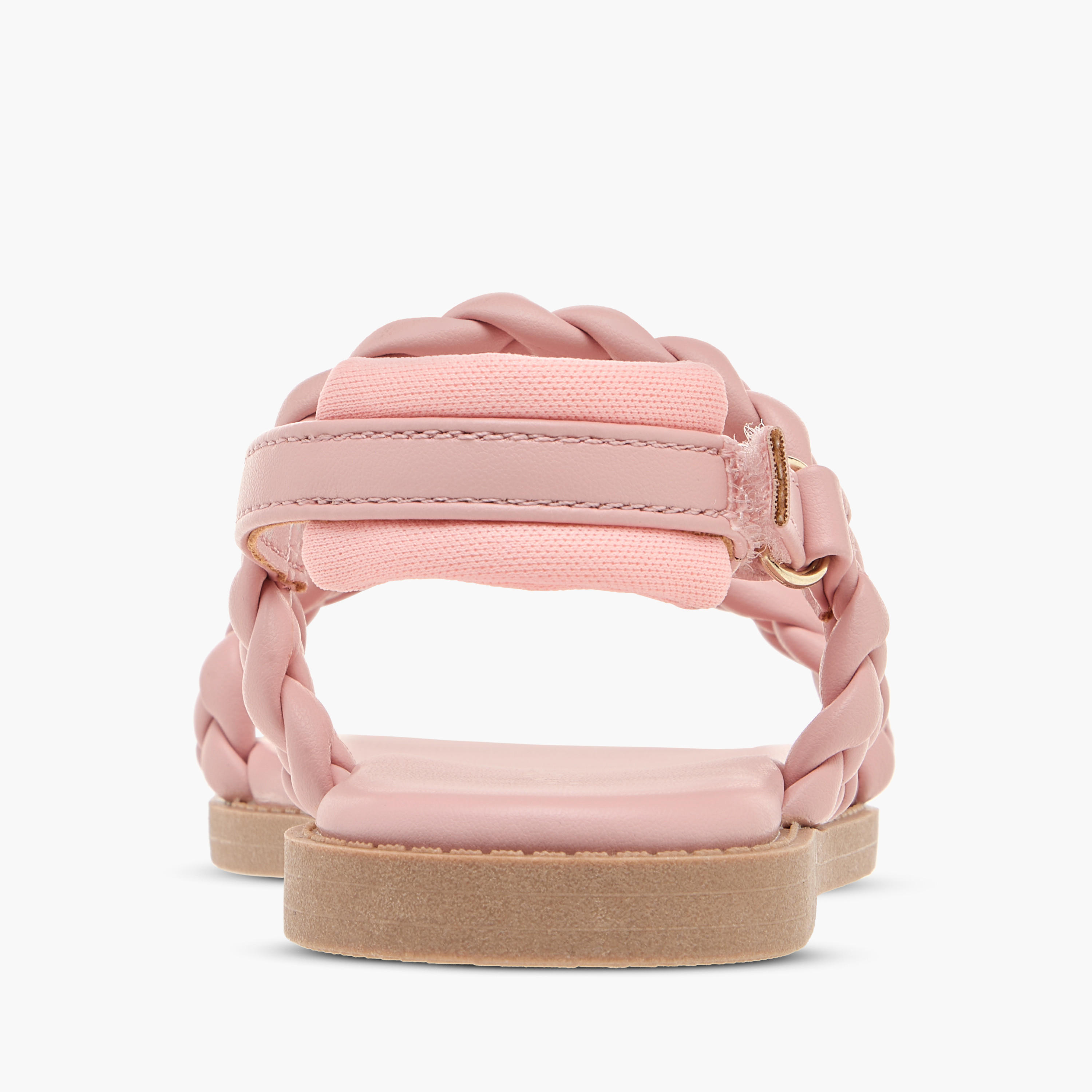 Juniors Weave Detail Strap Sandals with Hook and Loop Closure-girls-shoes-sandals-image-4