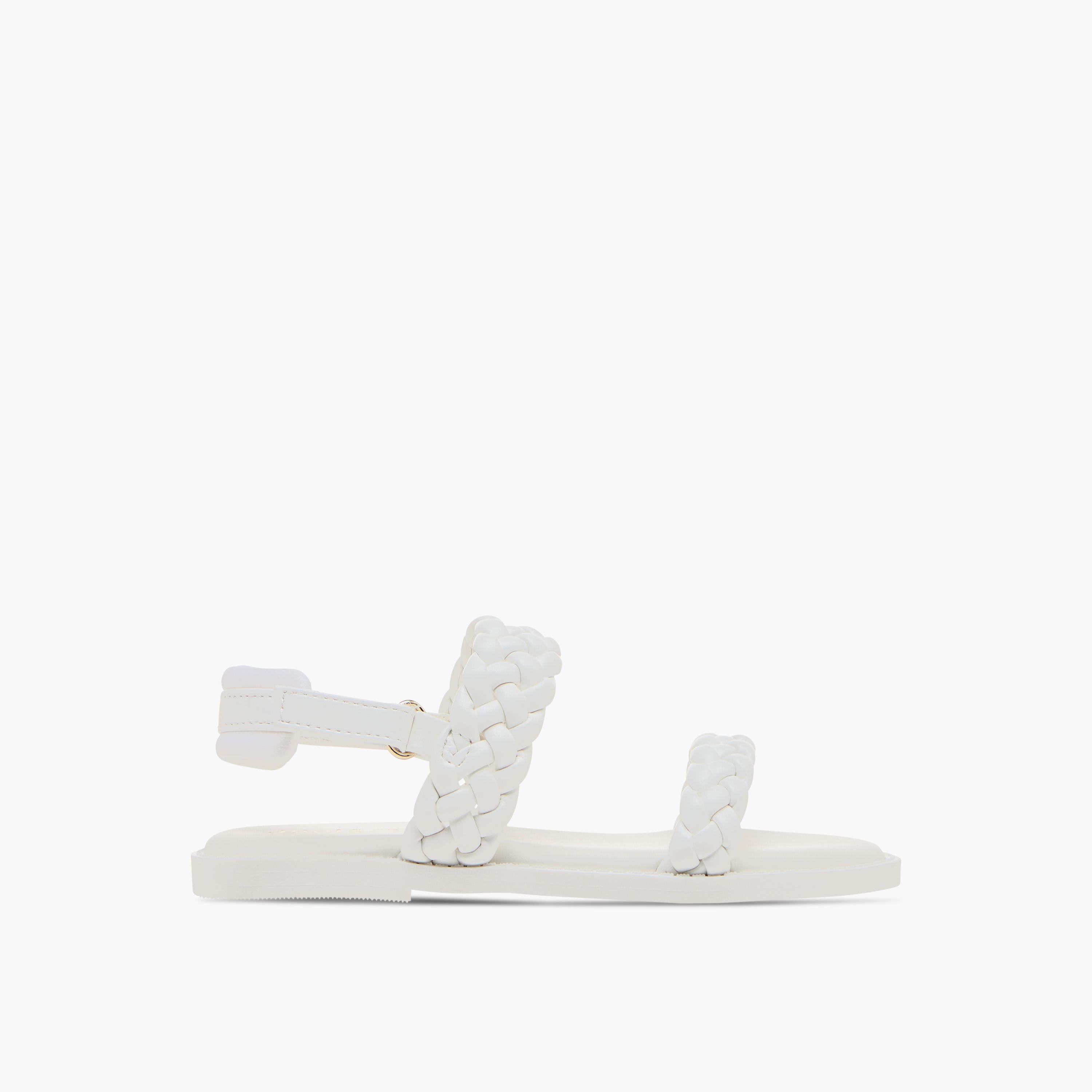 Juniors Weave Detail Strap Sandals with Hook and Loop Closure-girls-shoes-sandals-image-2