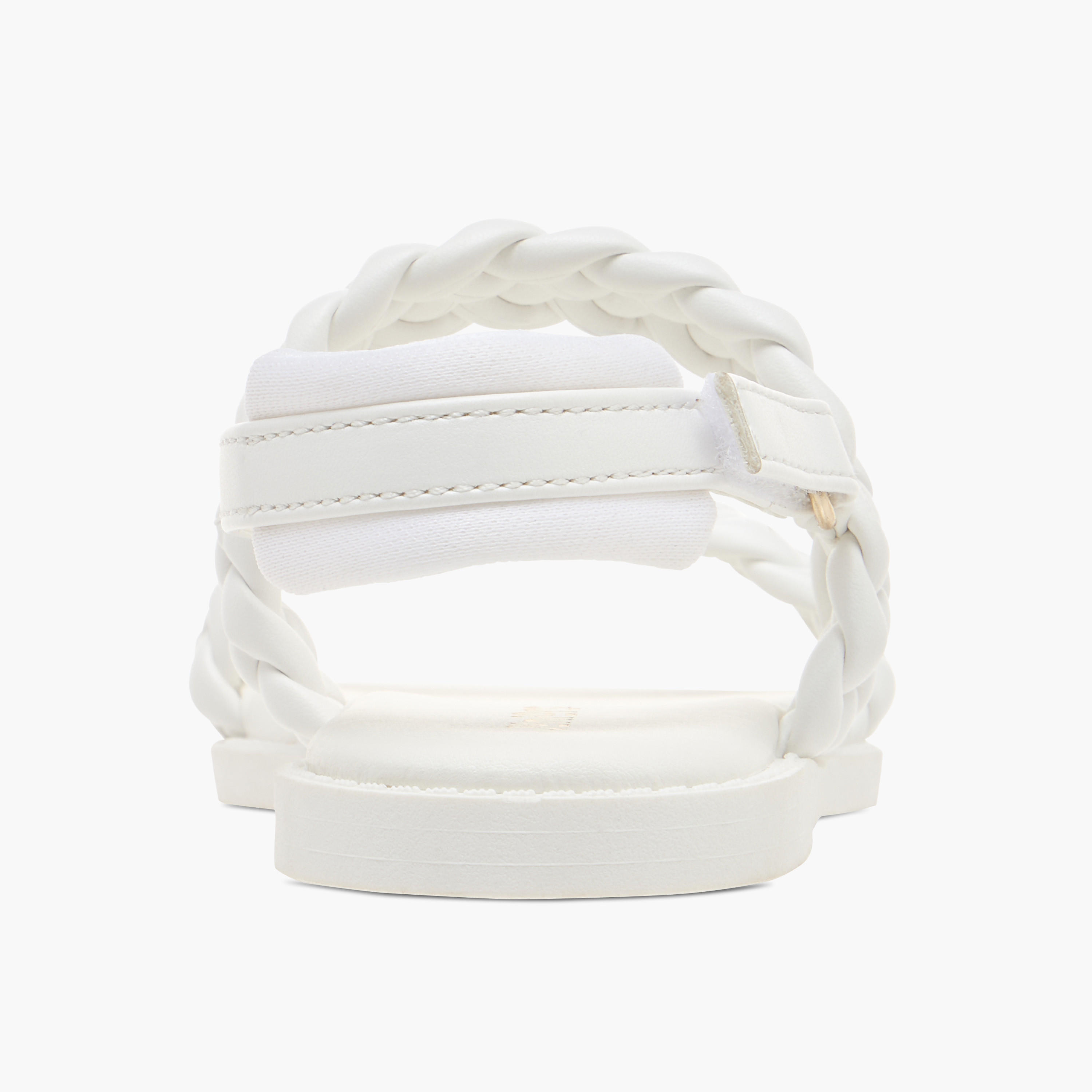 Juniors Weave Detail Strap Sandals with Hook and Loop Closure-girls-shoes-sandals-image-4