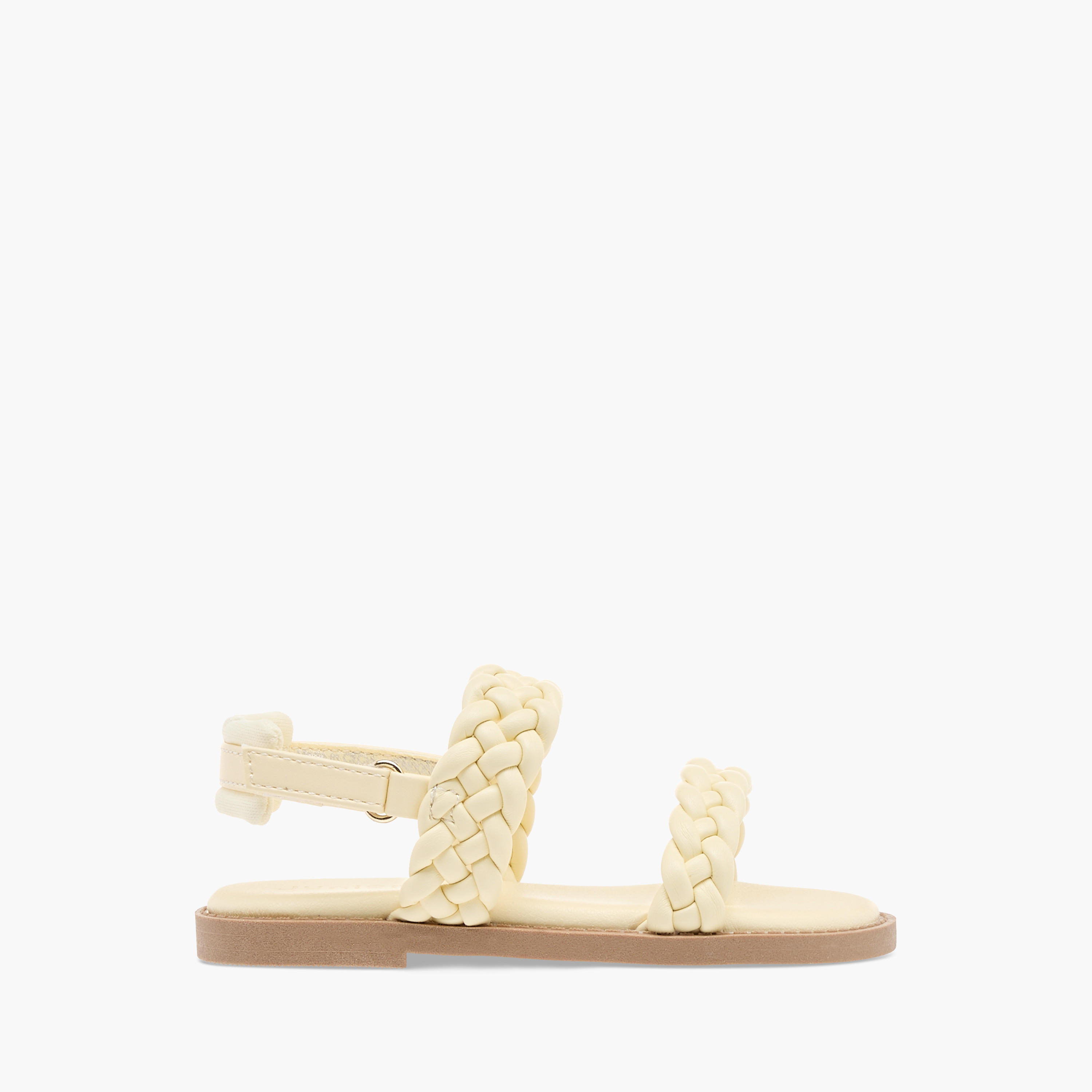صندل بحزام وتفاصيل منسوجة وشريط إغلاق لاصق من جونيورز-girls-shoes-sandals-image-2