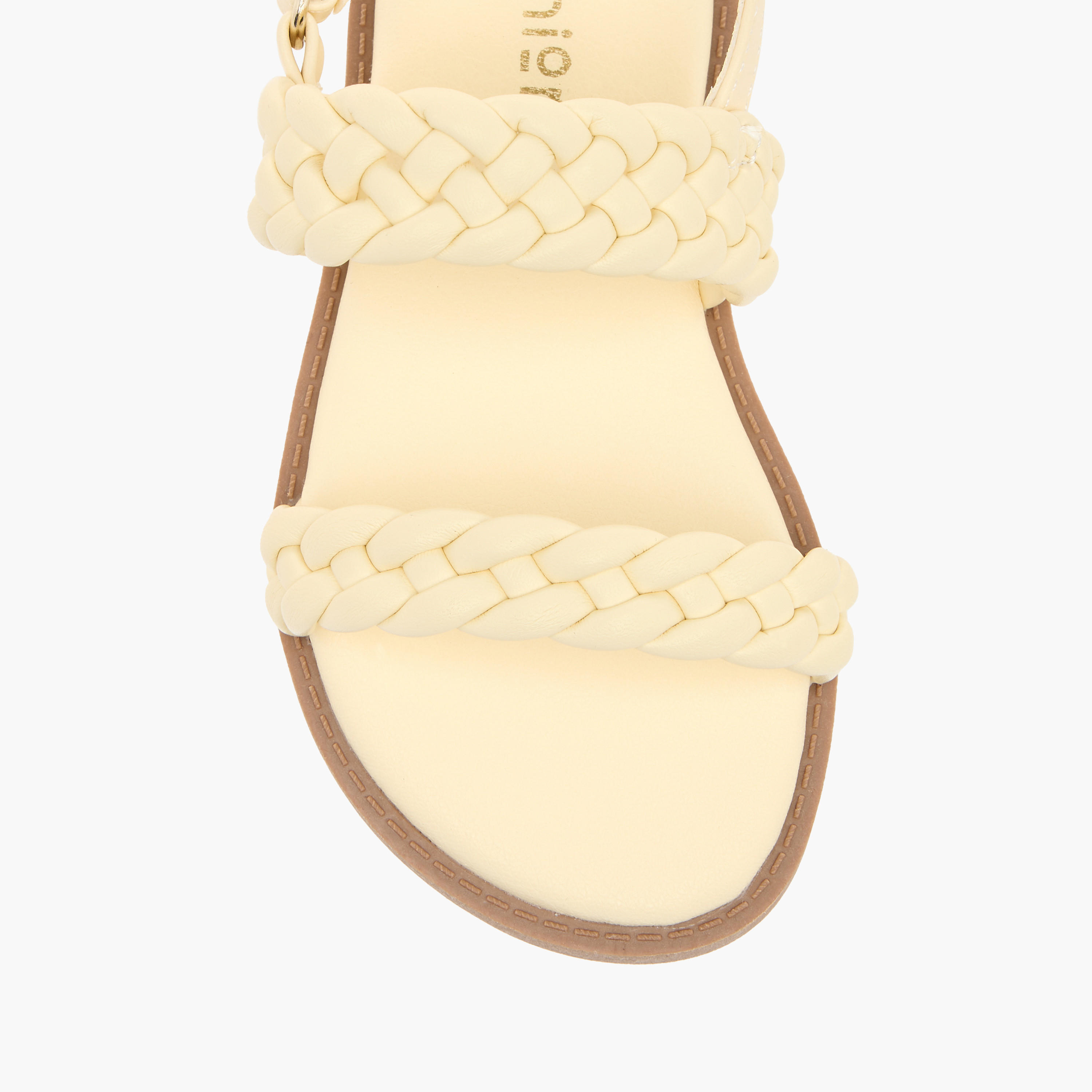 صندل بحزام وتفاصيل منسوجة وشريط إغلاق لاصق من جونيورز-girls-shoes-sandals-image-3