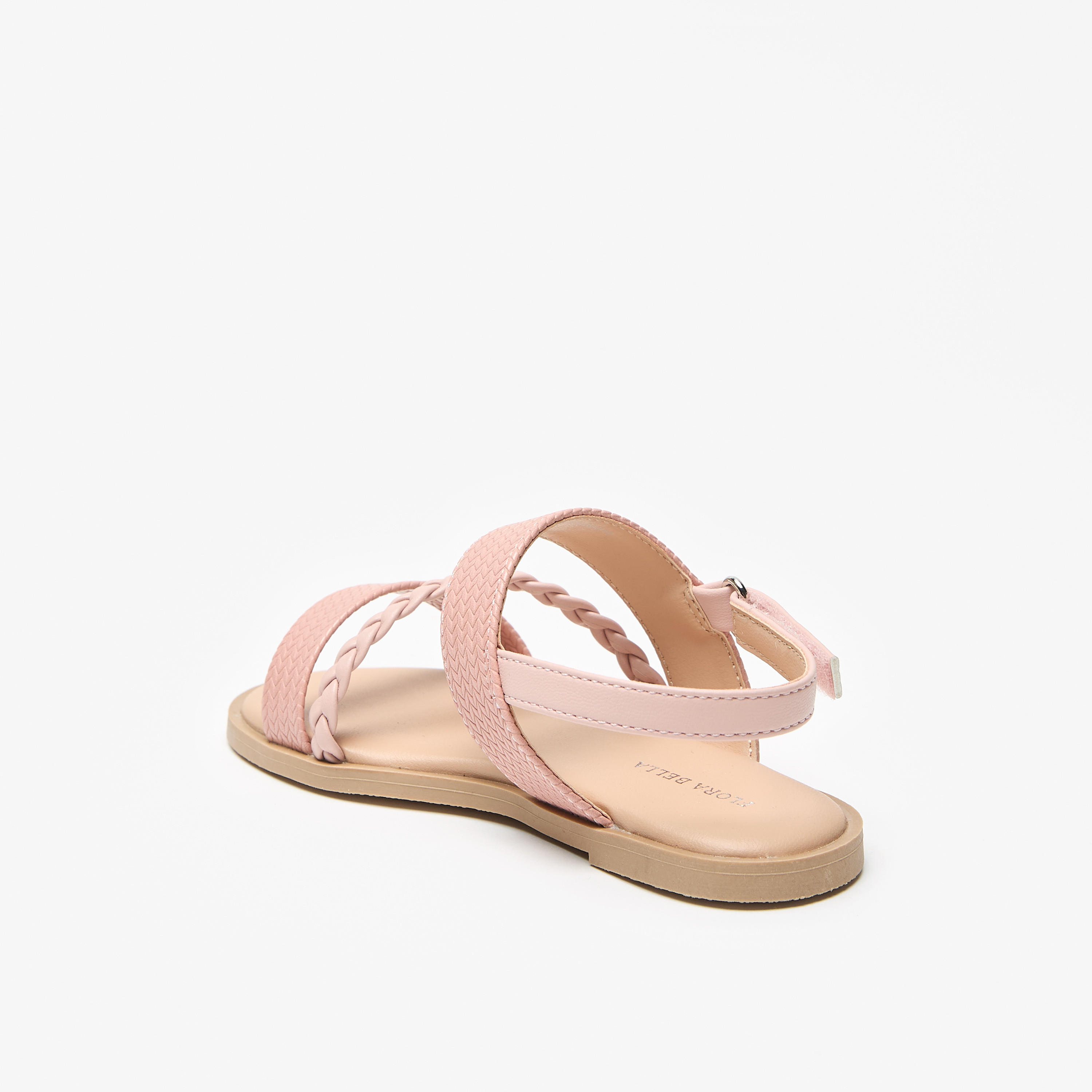 Flora Bella Textured Sandals with Hook and Loop Closure-girls-shoes-sandals-image-2