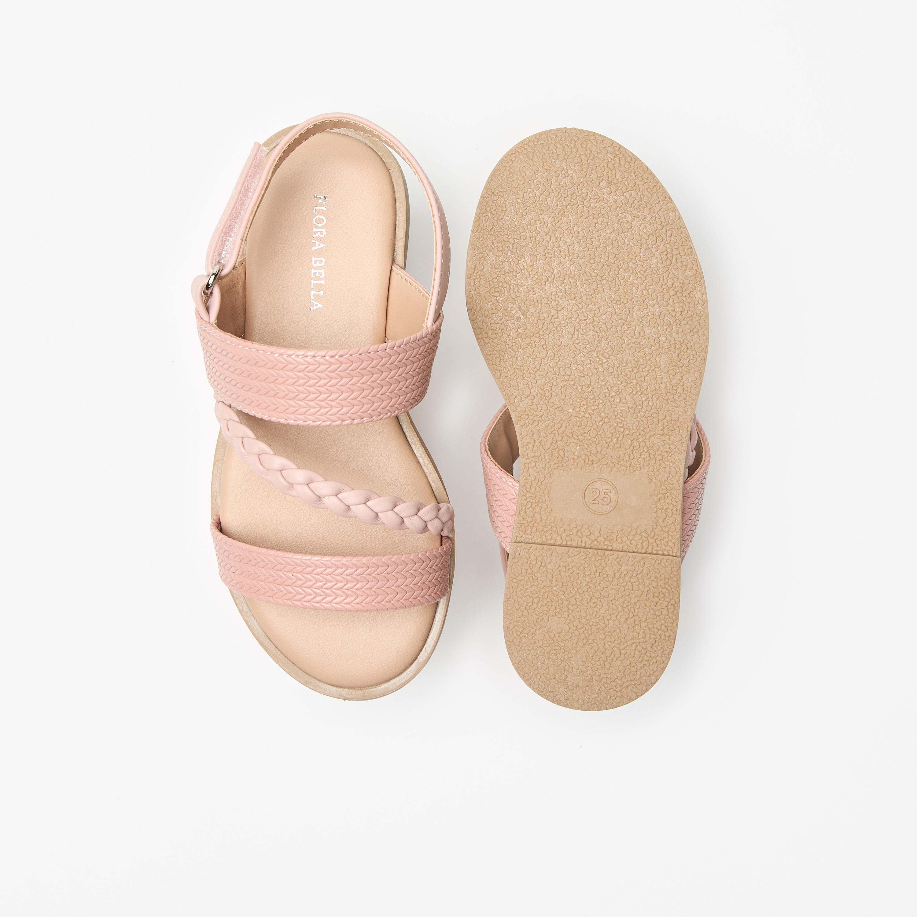 Flora Bella Textured Sandals with Hook and Loop Closure-girls-shoes-sandals-image-4
