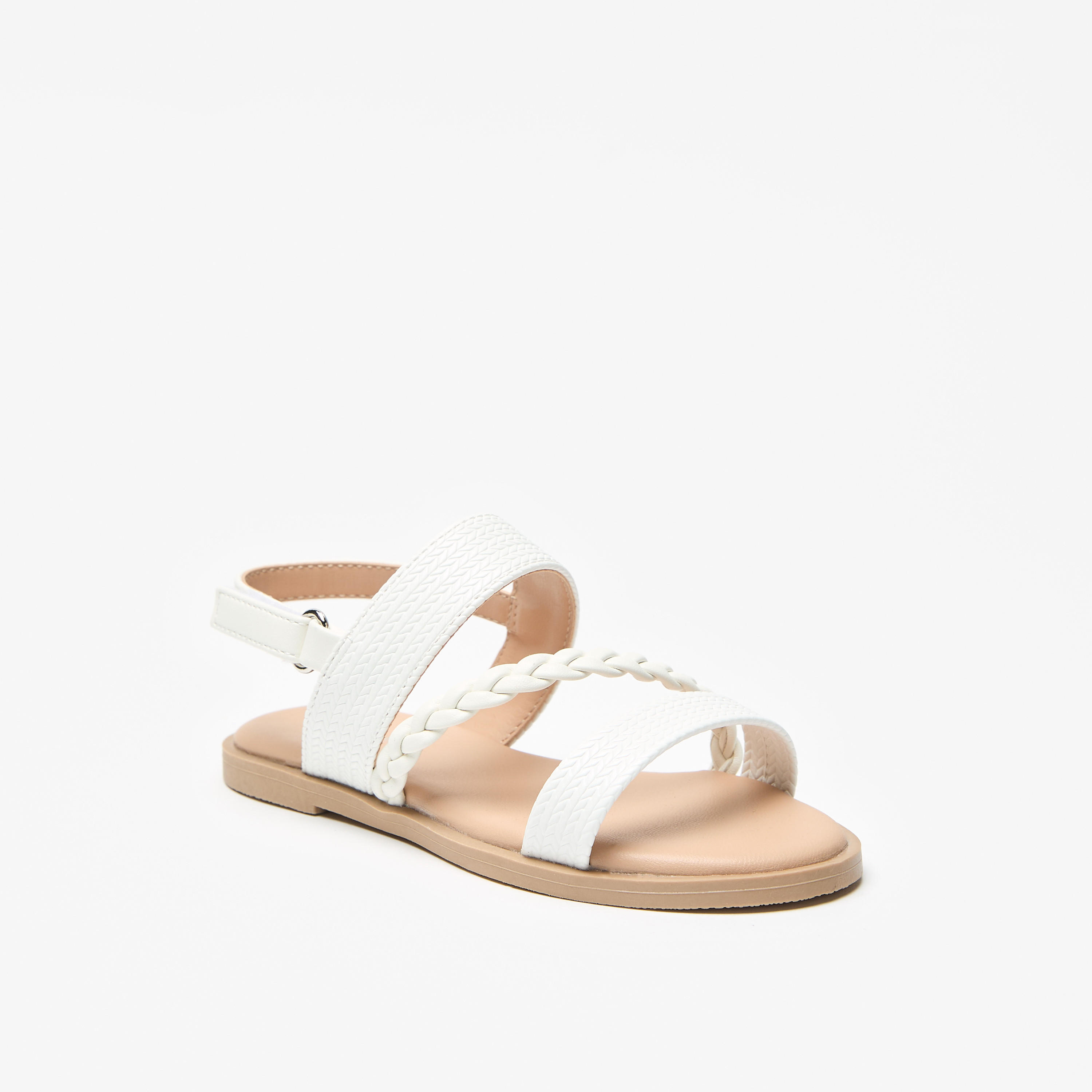 Flora Bella Textured Sandals with Hook and Loop Closure-girls-shoes-sandals-image-6
