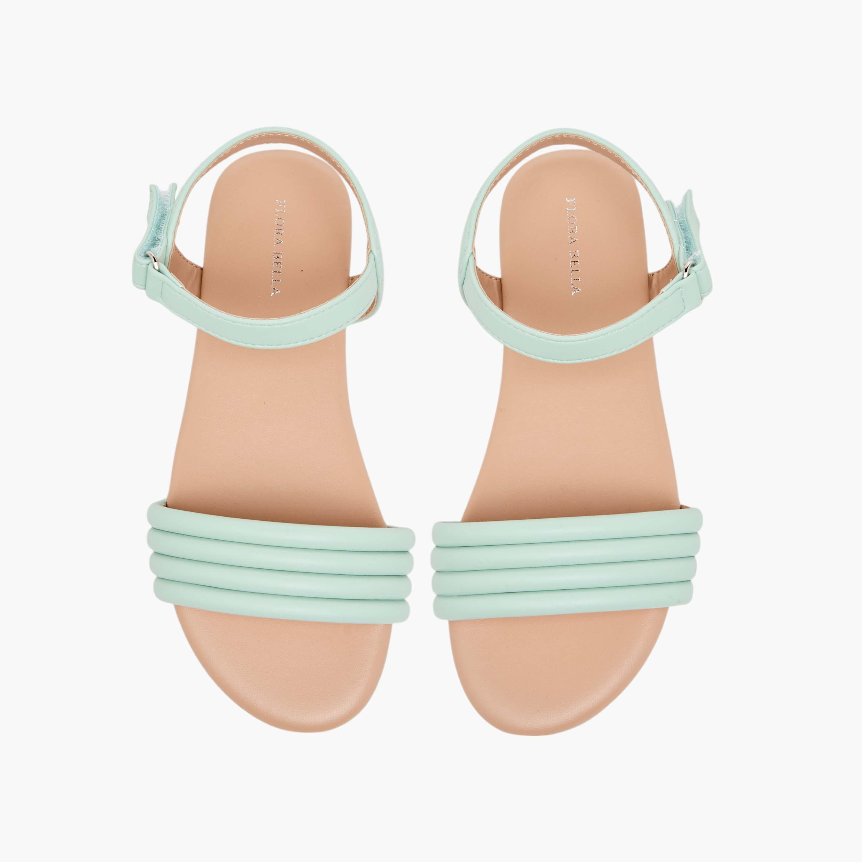 Flora Bella Strap Detail Sandals with Hook and Loop Closure-girls-shoes-sandals-image-1