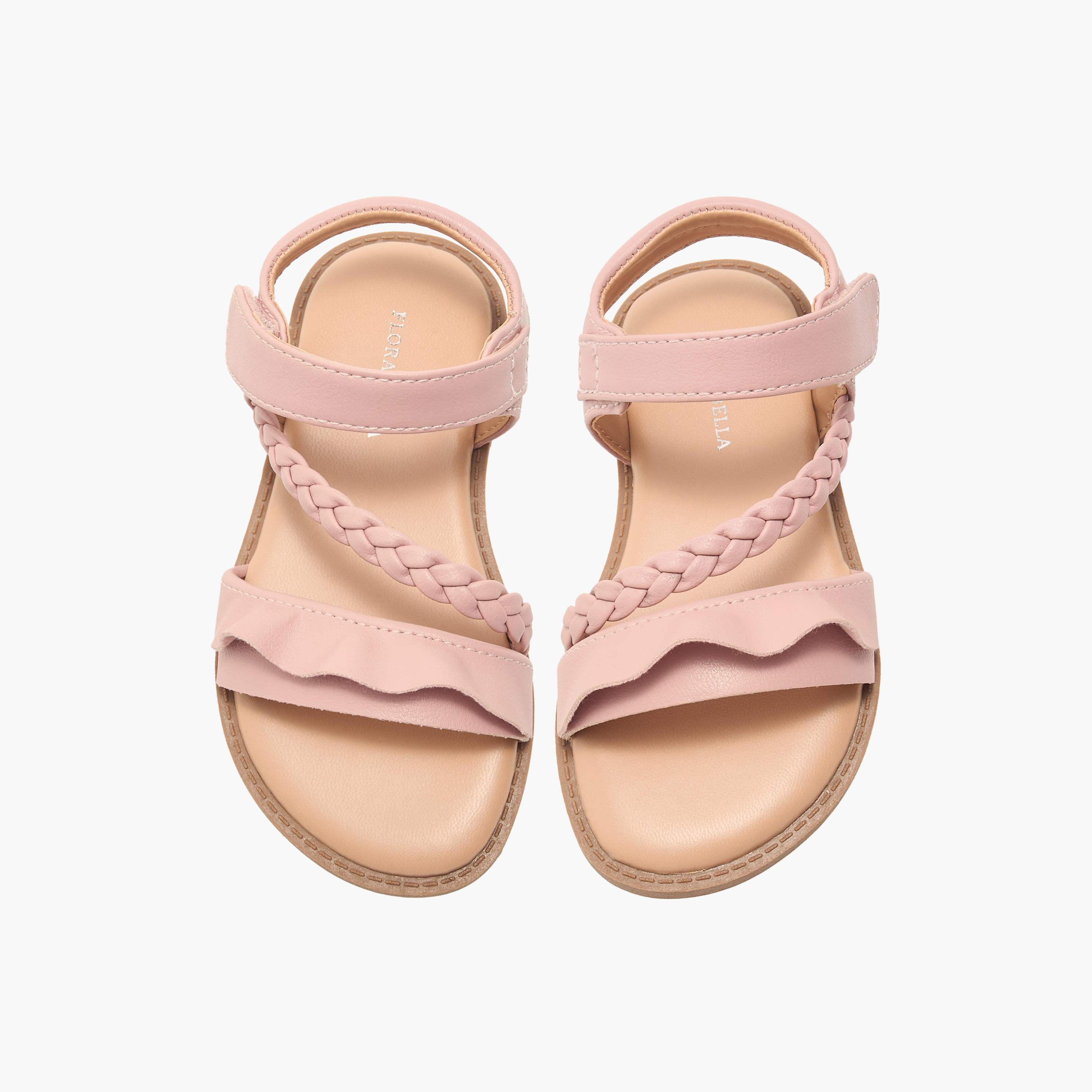 Flora Bella Braided Detail Sandals with Hook and Loop Closure-girls-shoes-sandals-image-1