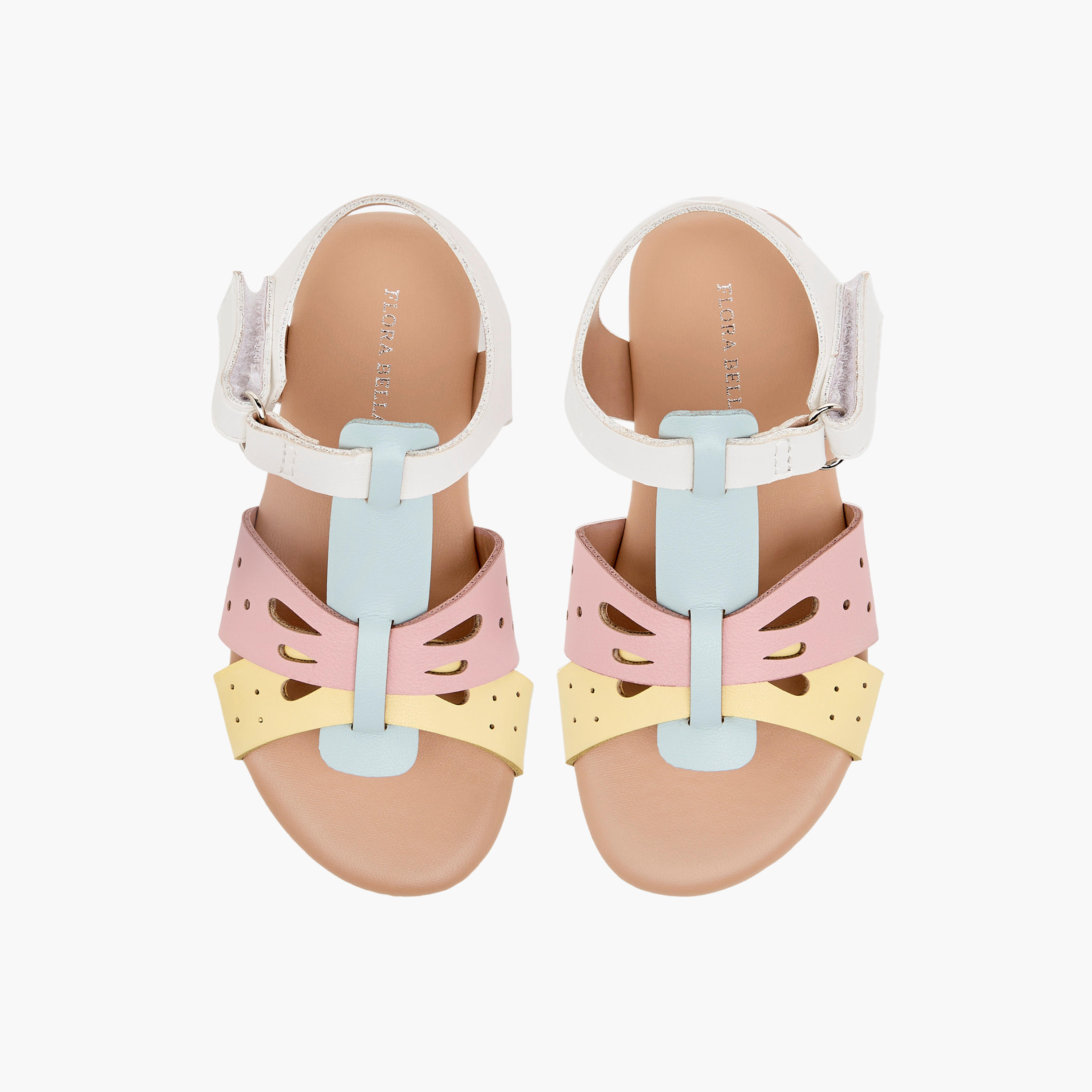 صندل بتفاصيل مفرغة وشريط إغلاق لاصق من فلورا بيلا-girls-shoes-sandals-image-1