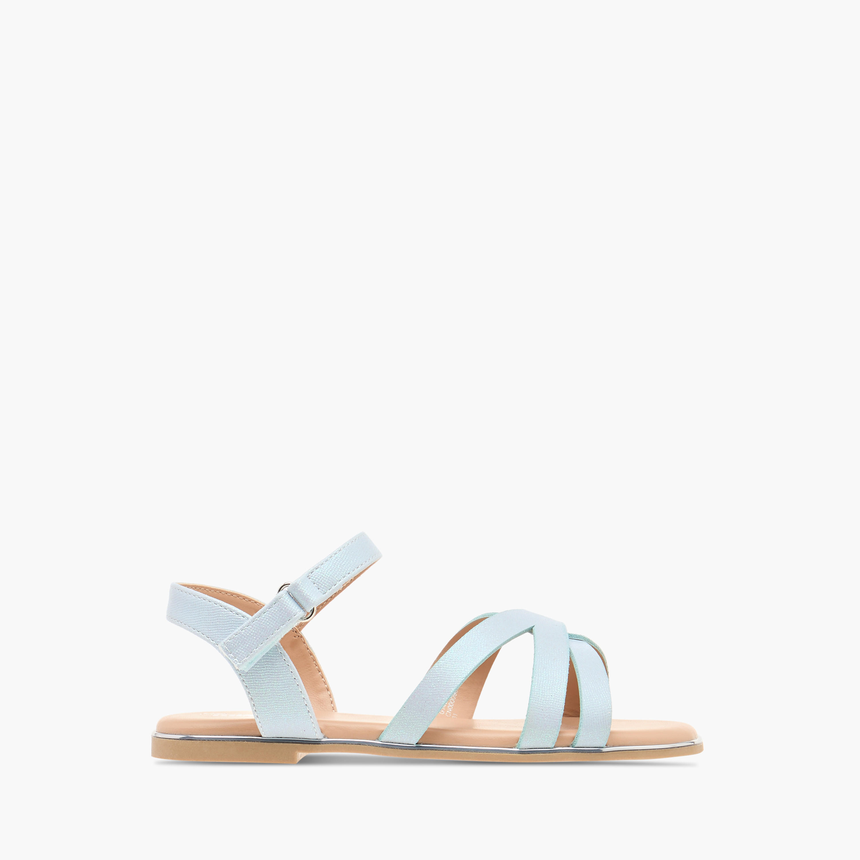 صندل بارز الملمس بحزام متقاطع وشريط إغلاق لاصق من ليتل ميسي-girls-shoes-sandals-image-2