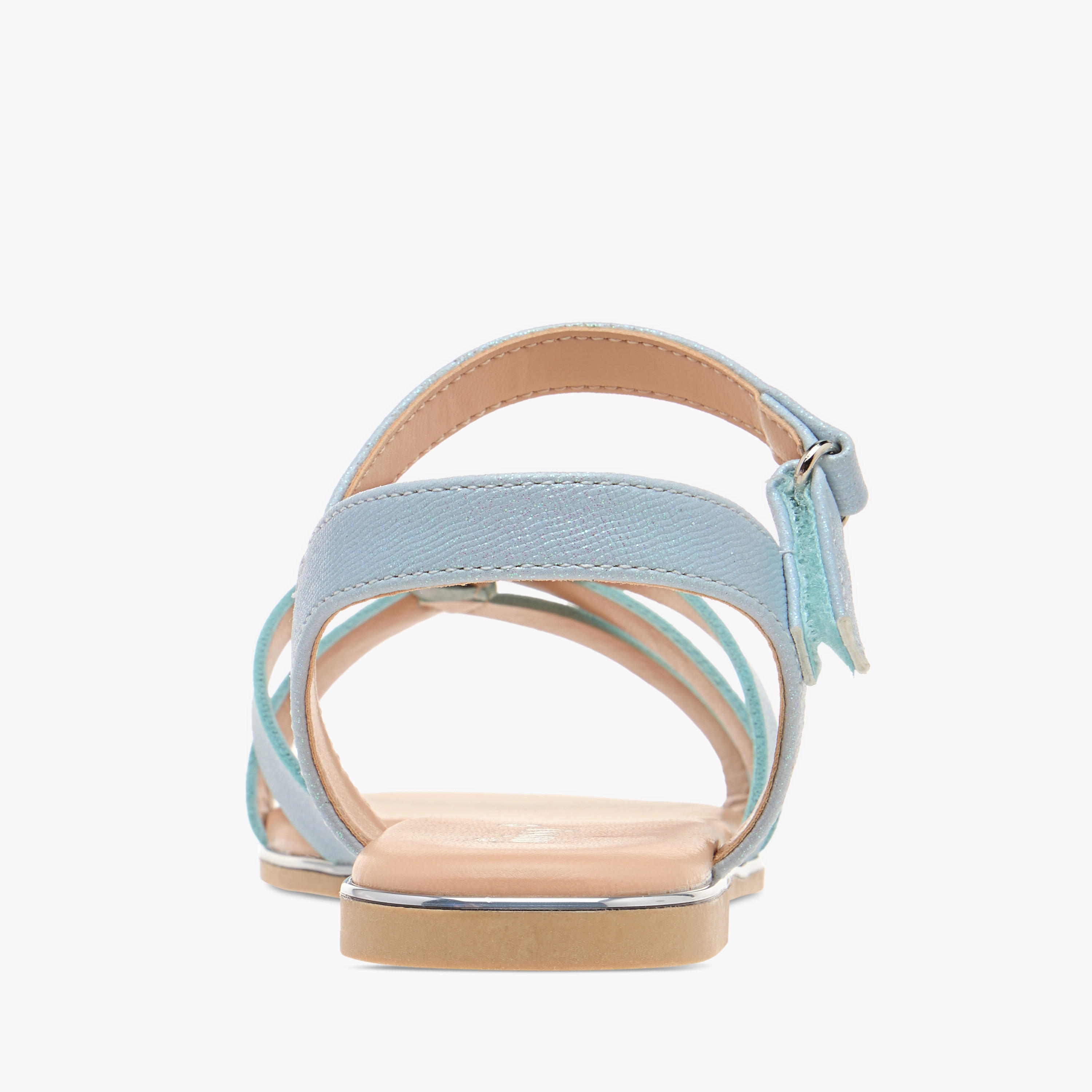 Little Missy Textured Cross Strap Sandals with Hook and Loop Closure-girls-shoes-sandals-image-4