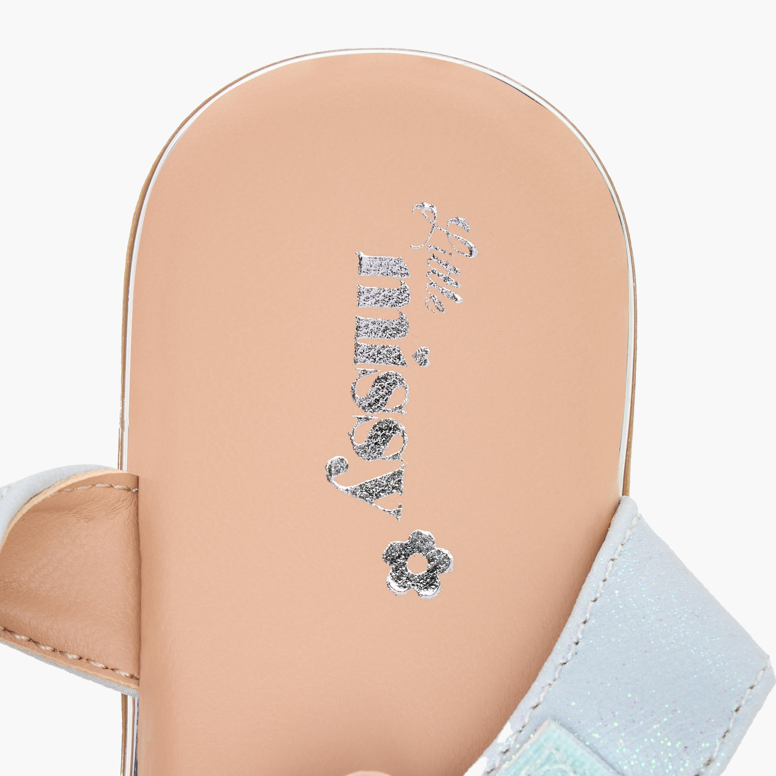 Little Missy Textured Cross Strap Sandals with Hook and Loop Closure-girls-shoes-sandals-image-5