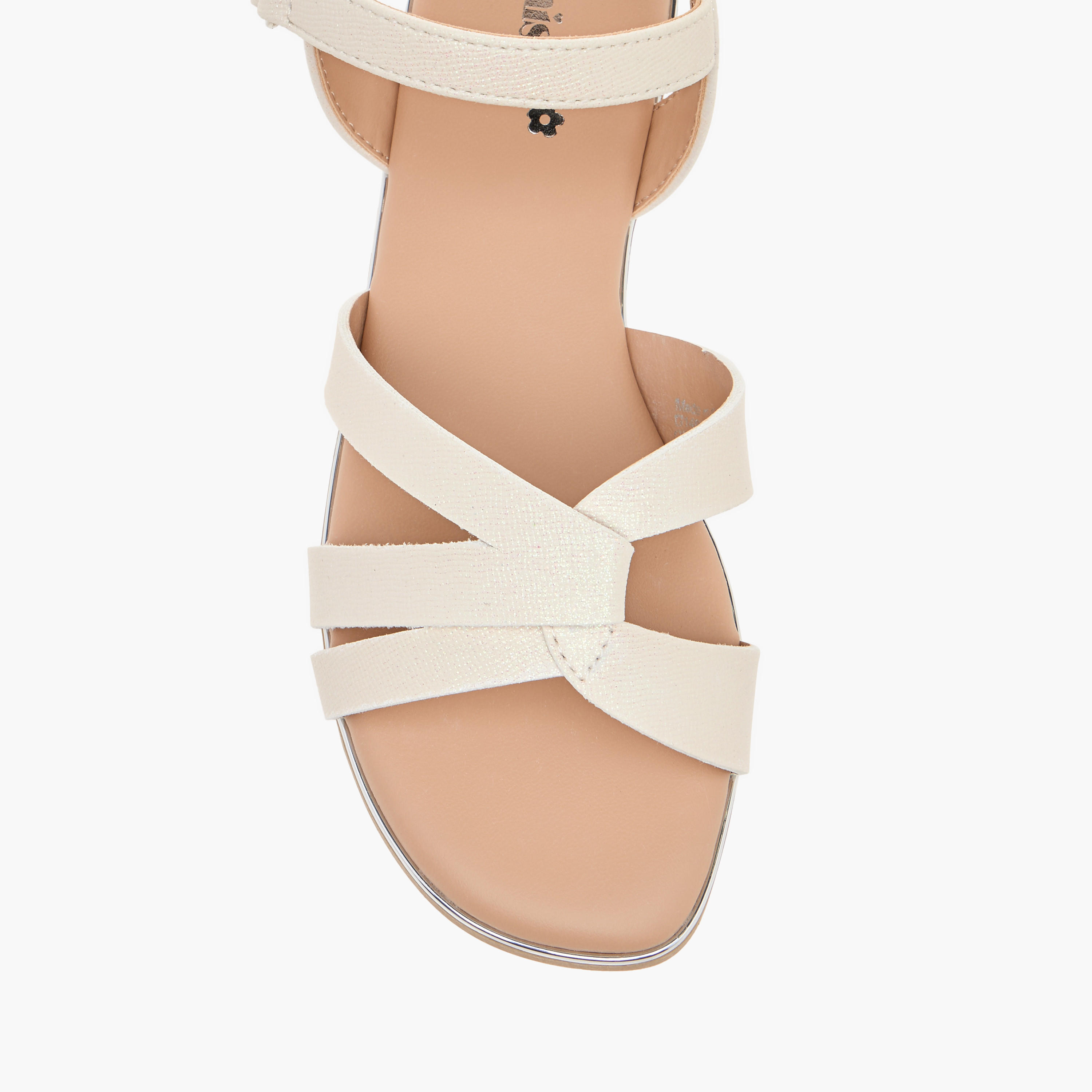 Little Missy Textured Cross Strap Sandals with Hook and Loop Closure-girls-shoes-sandals-image-3