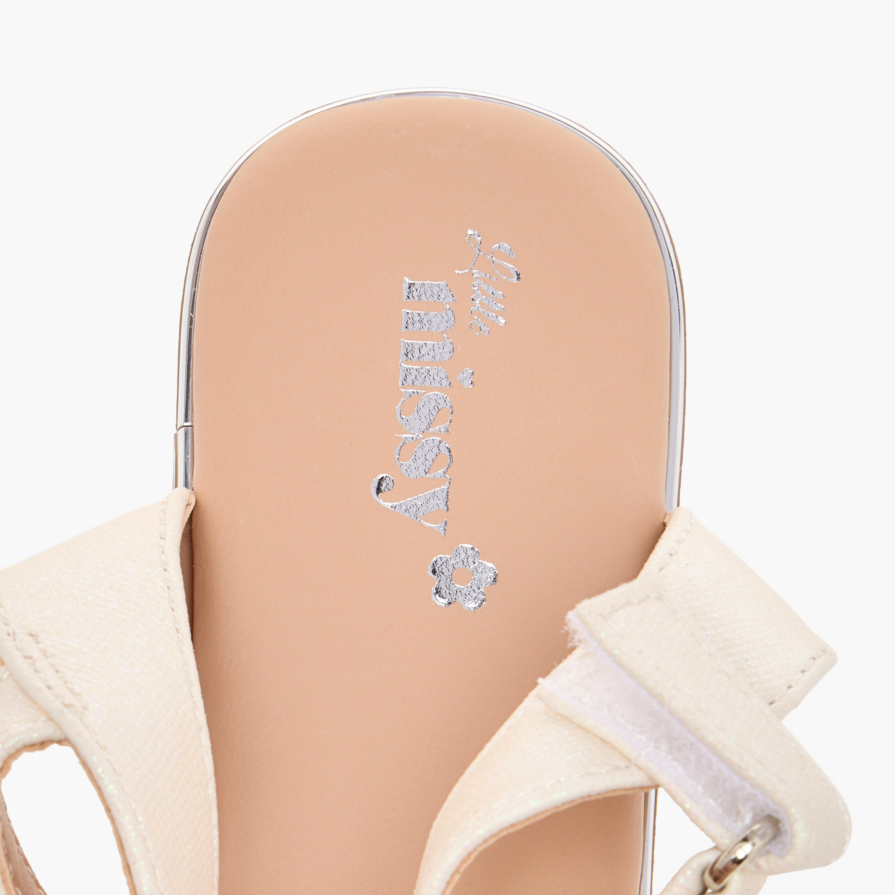 Little Missy Textured Cross Strap Sandals with Hook and Loop Closure-girls-shoes-sandals-image-5