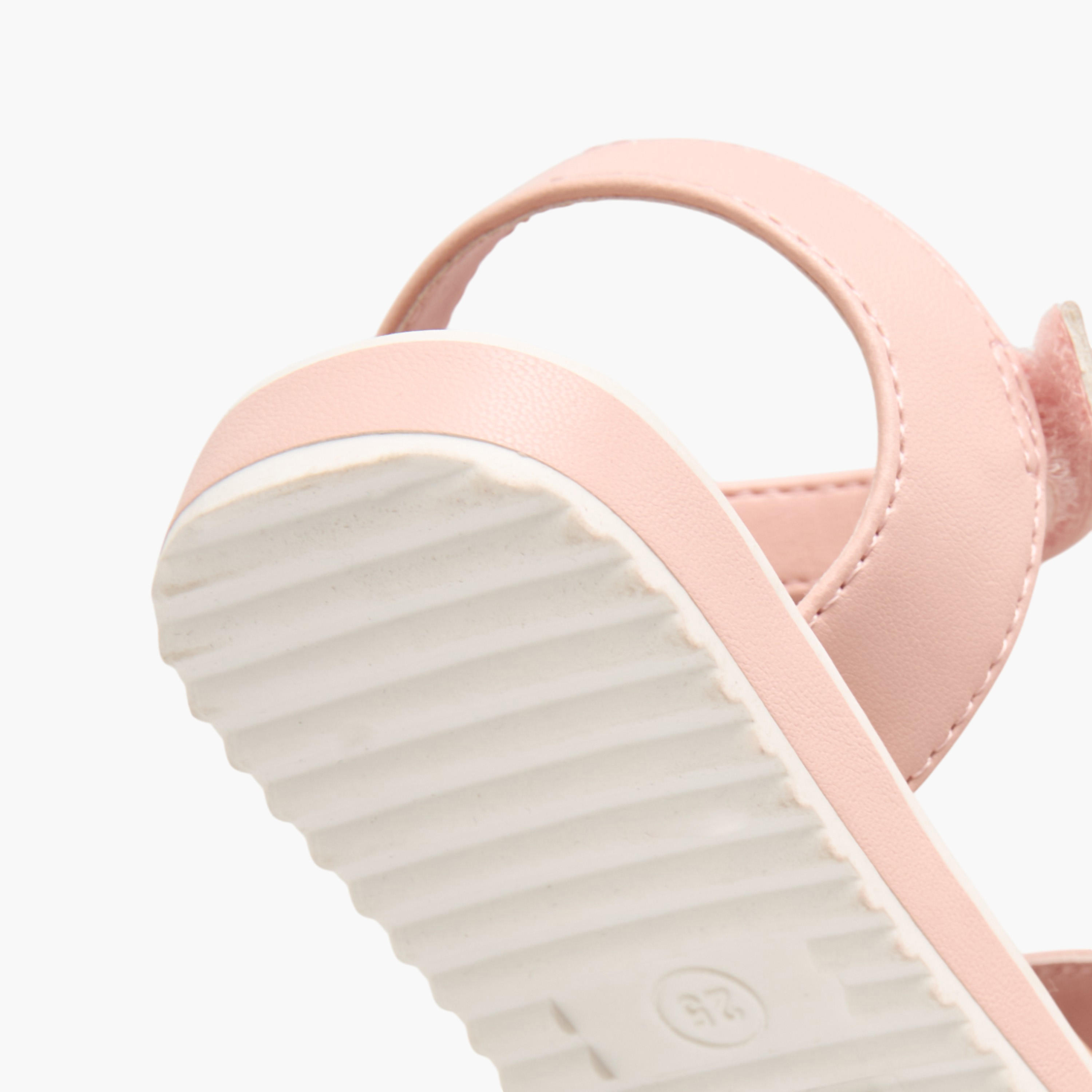 Juniors Embellished Bow Applique Sandals with Hook and Loop Closure-girls-shoes-sandals-image-5