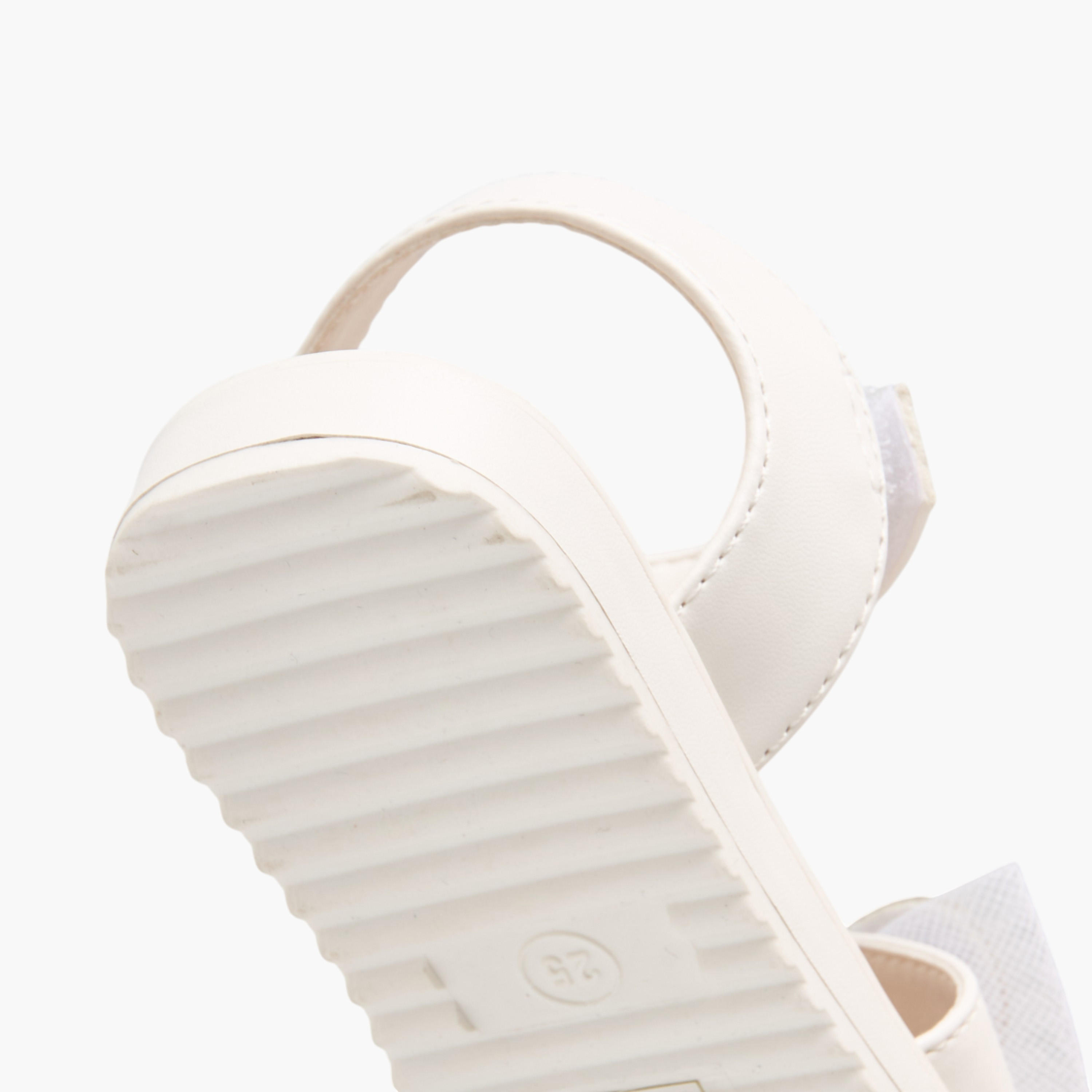 Juniors Embellished Bow Applique Sandals with Hook and Loop Closure-girls-shoes-sandals-image-5