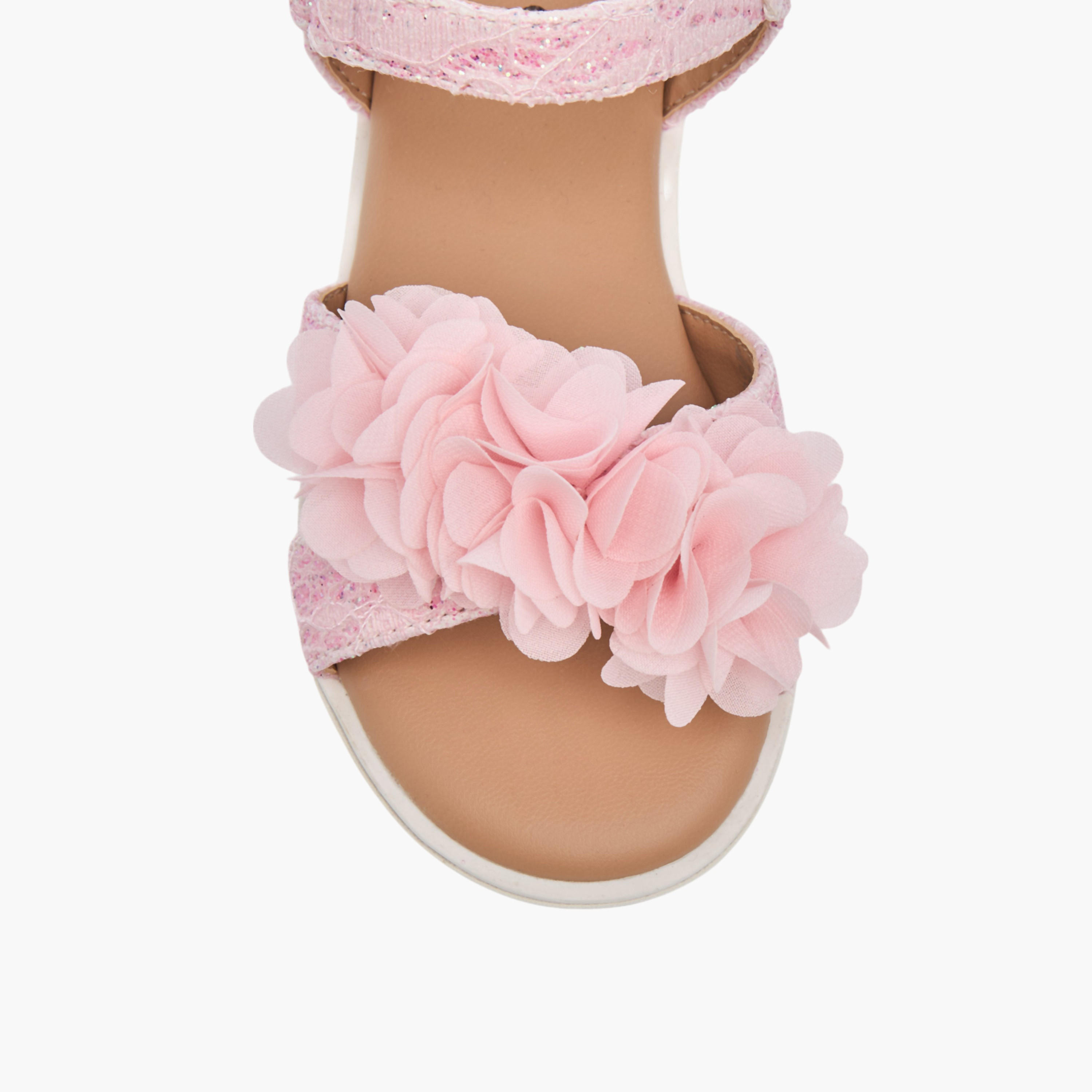 Juniors Floral Accent Sandals with Hook and Loop Closure-girls-shoes-sandals-image-3