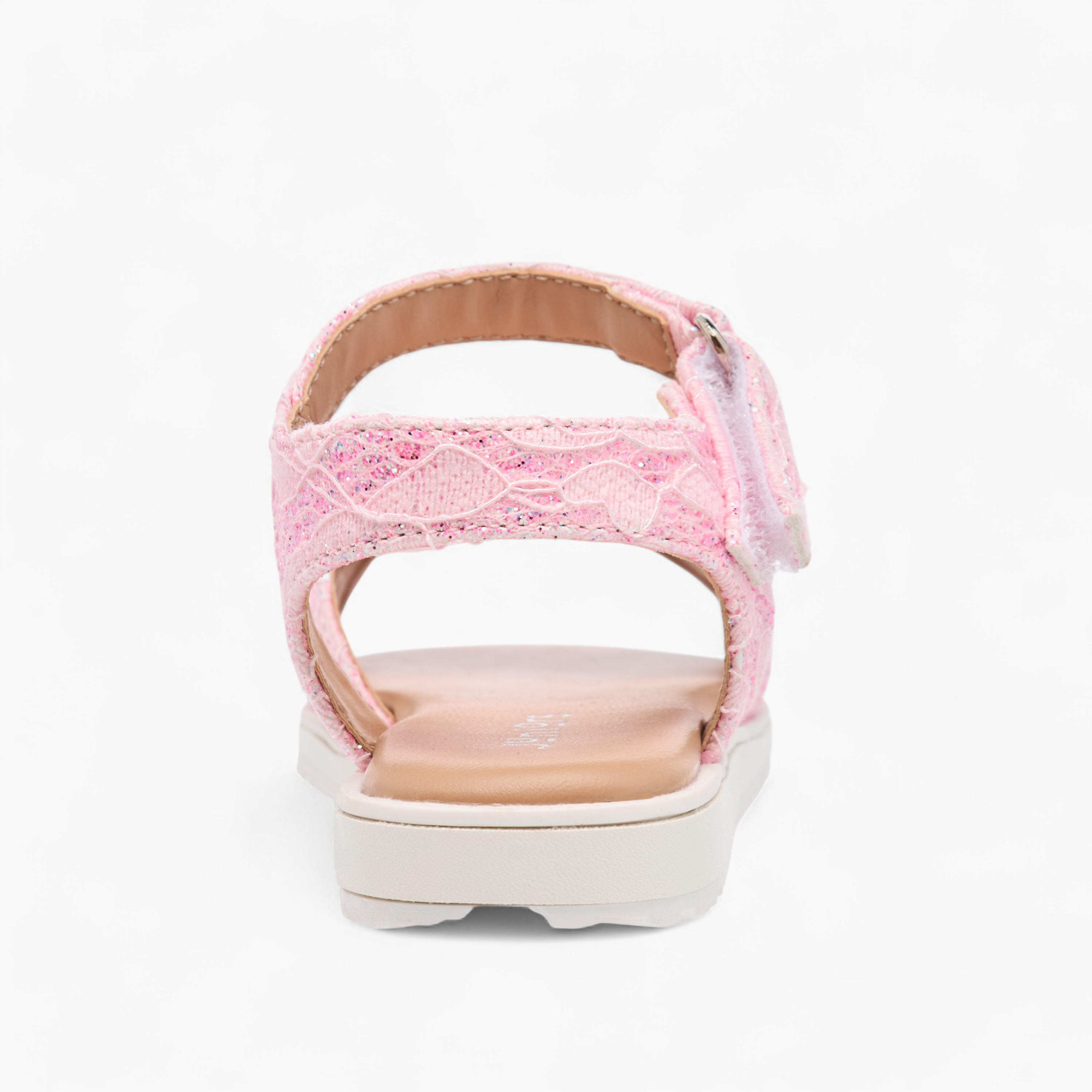 Juniors Floral Accent Sandals with Hook and Loop Closure-girls-shoes-sandals-image-4