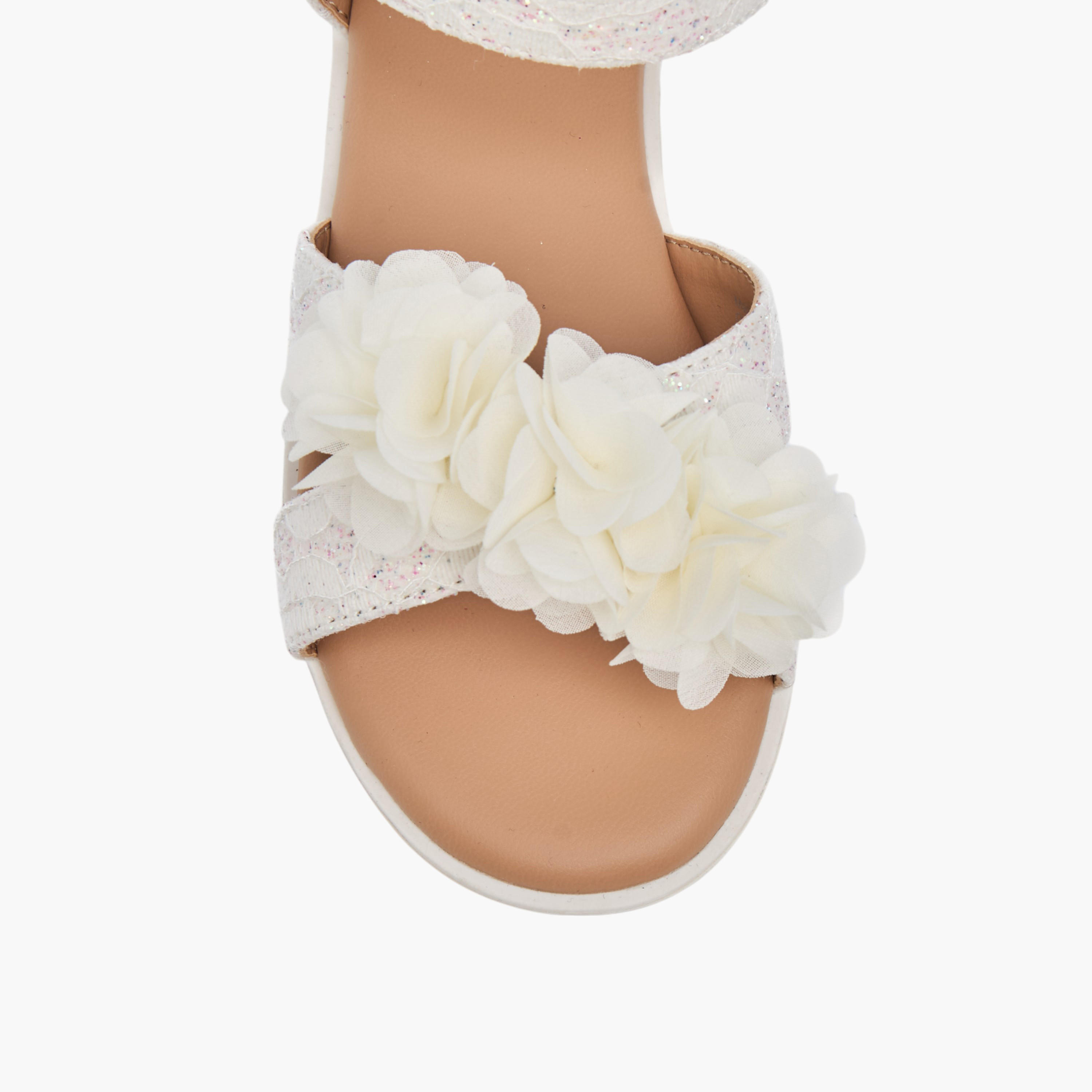 Juniors Floral Accent Sandals with Hook and Loop Closure-girls-shoes-sandals-image-3