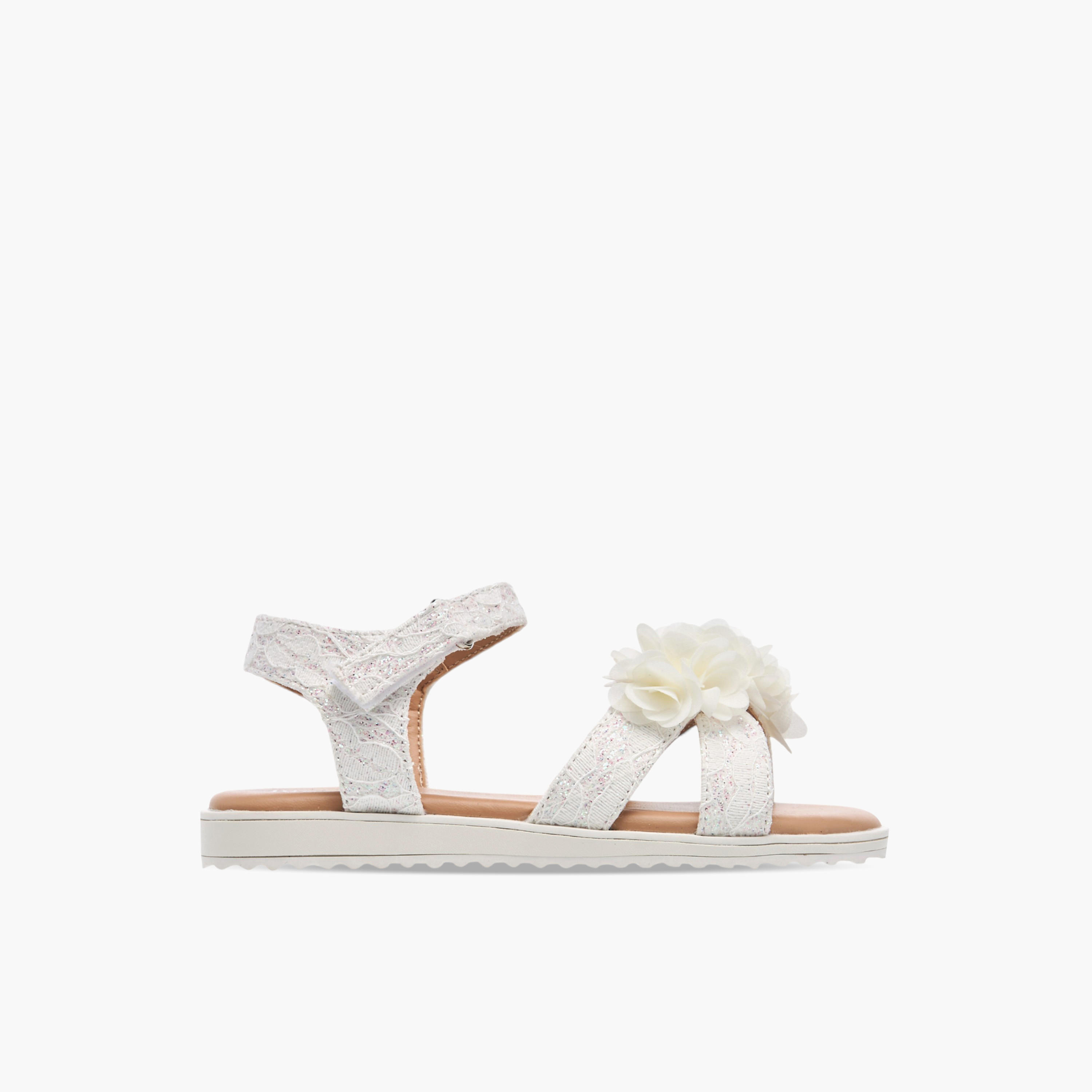 Juniors Floral Accent Sandals with Hook and Loop Closure-girls-shoes-sandals-image-2