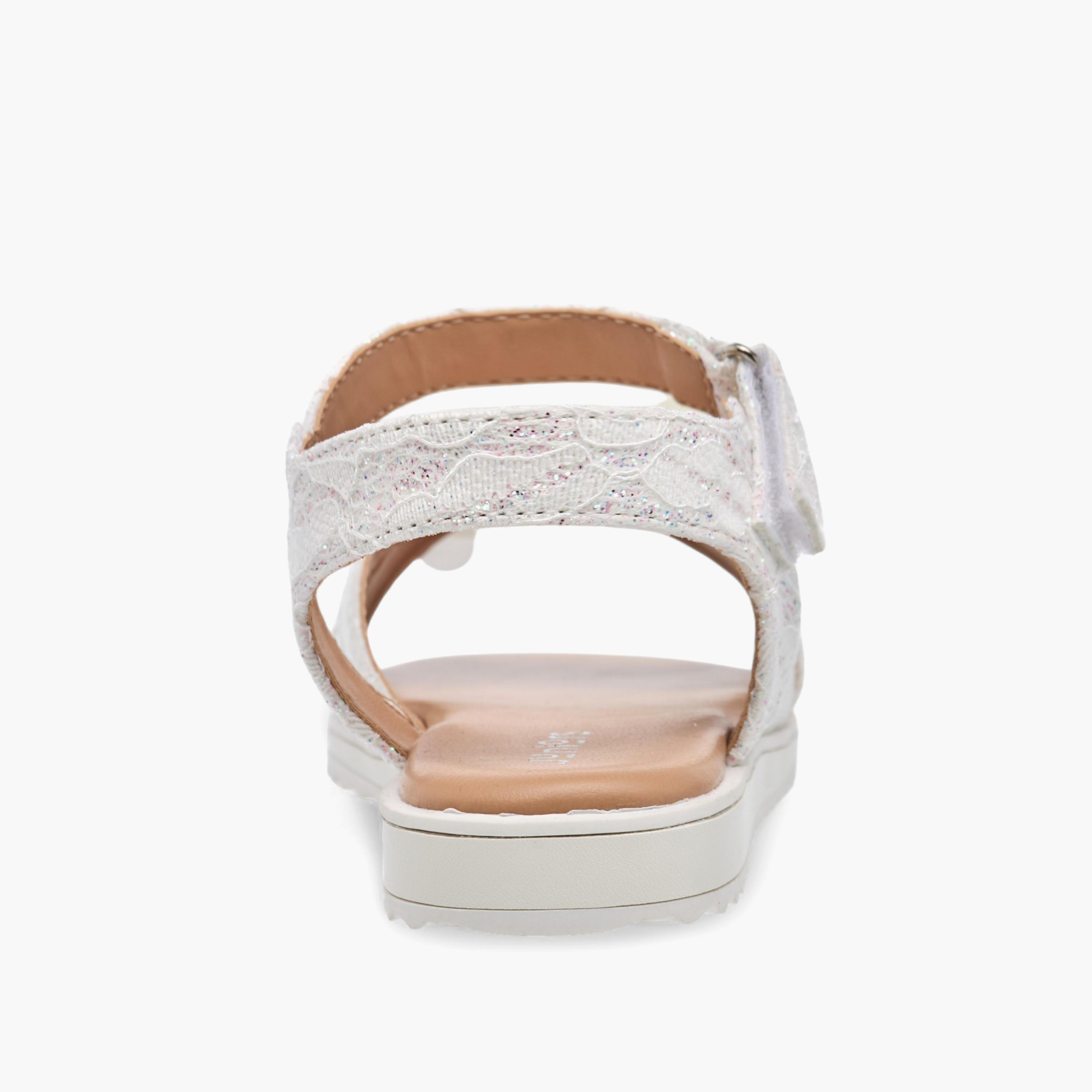 Juniors Floral Accent Sandals with Hook and Loop Closure-girls-shoes-sandals-image-4