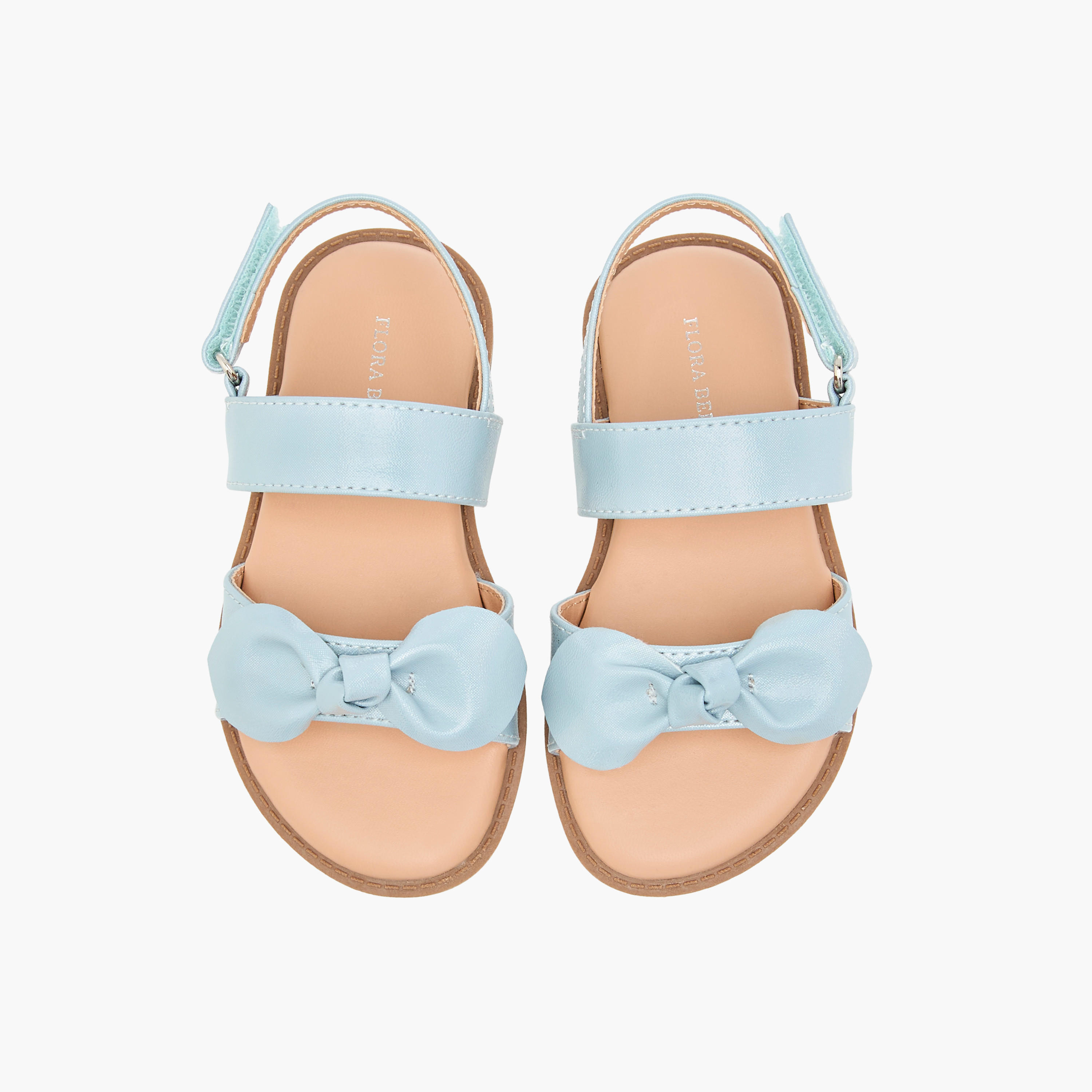 Flora Bella Bow Applique Sandals with Hook and Loop Closure-girls-shoes-sandals-image-1