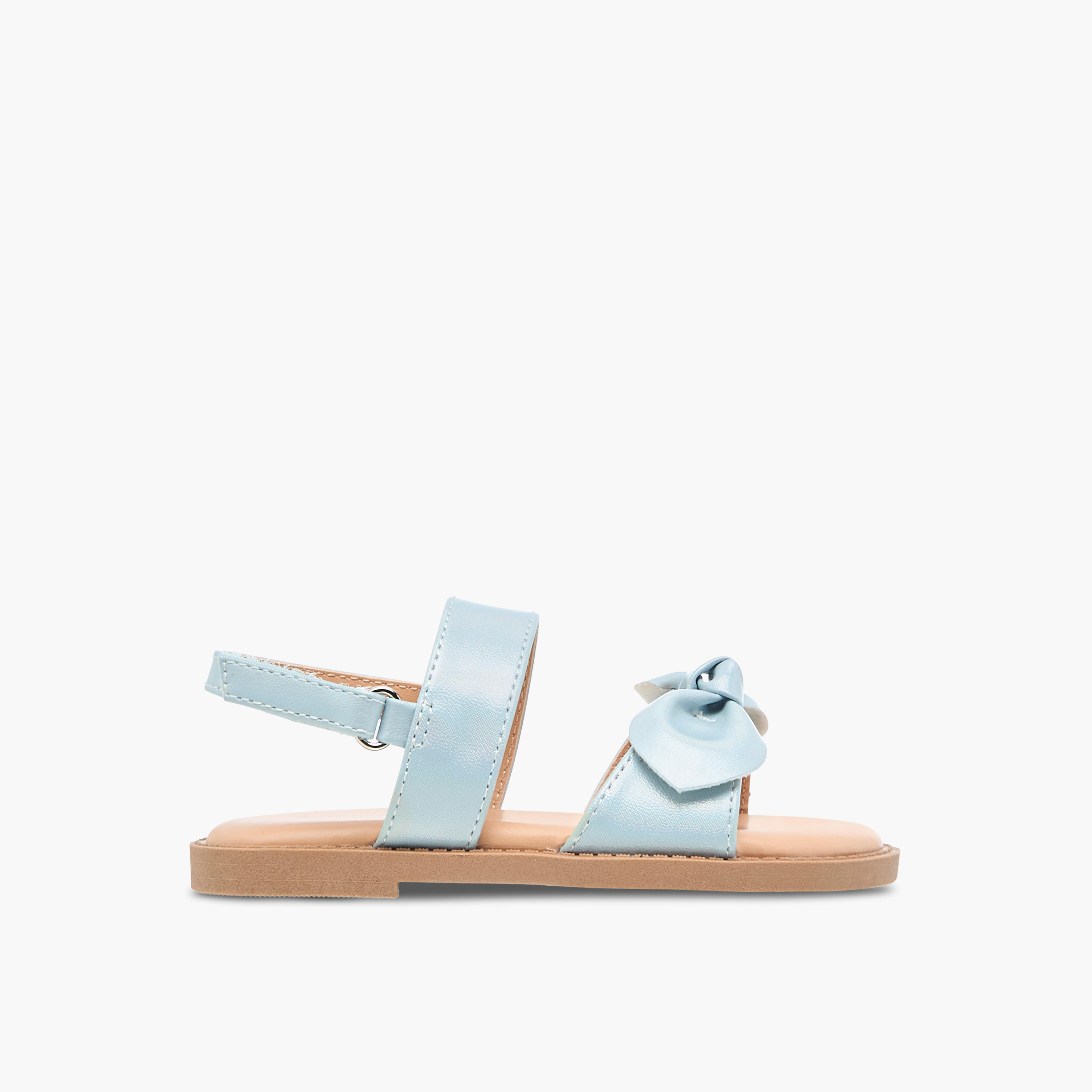 Flora Bella Bow Applique Sandals with Hook and Loop Closure-girls-shoes-sandals-image-2