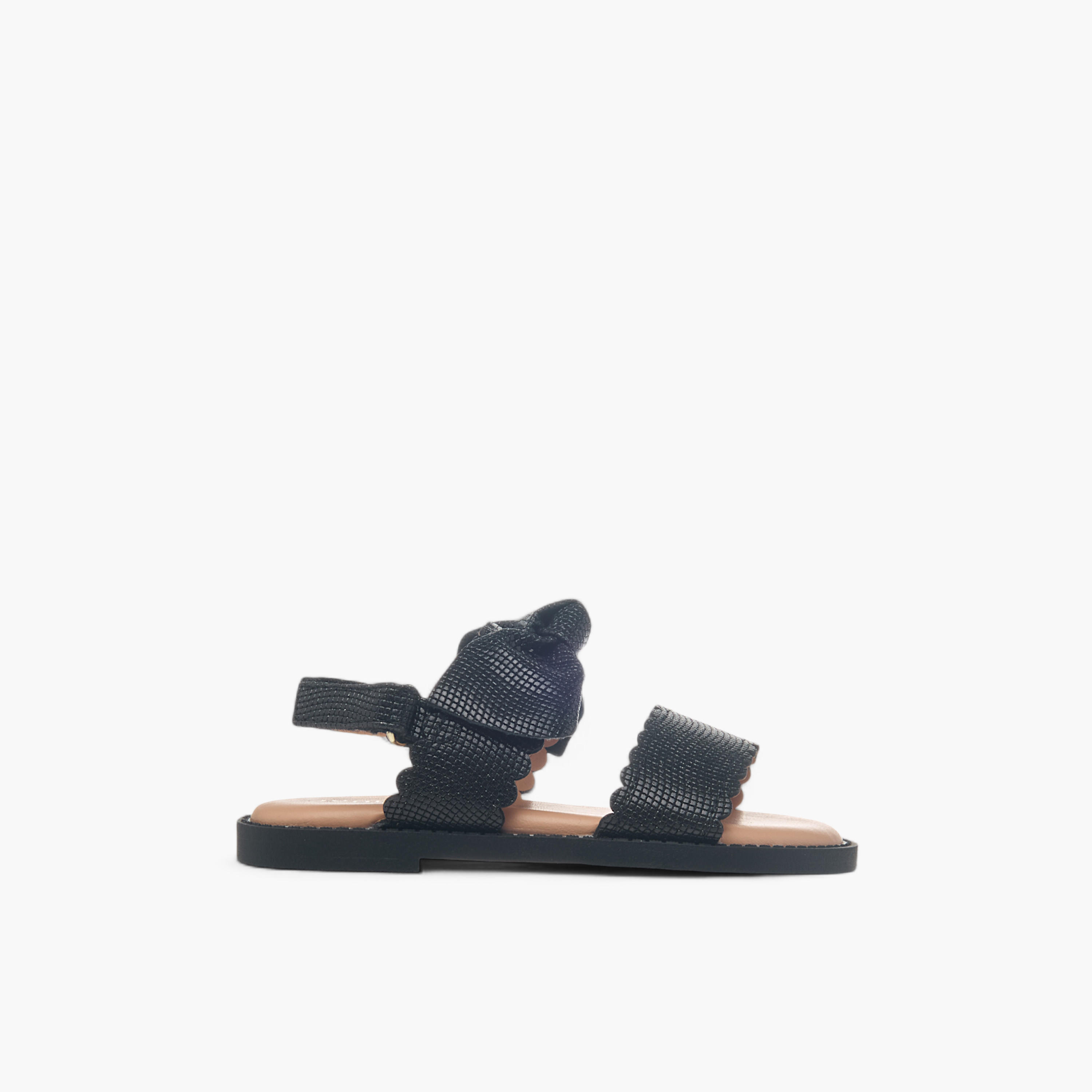 Juniors Bow Applique Sandals with Hook and Loop Closure-girls-shoes-sandals-image-2