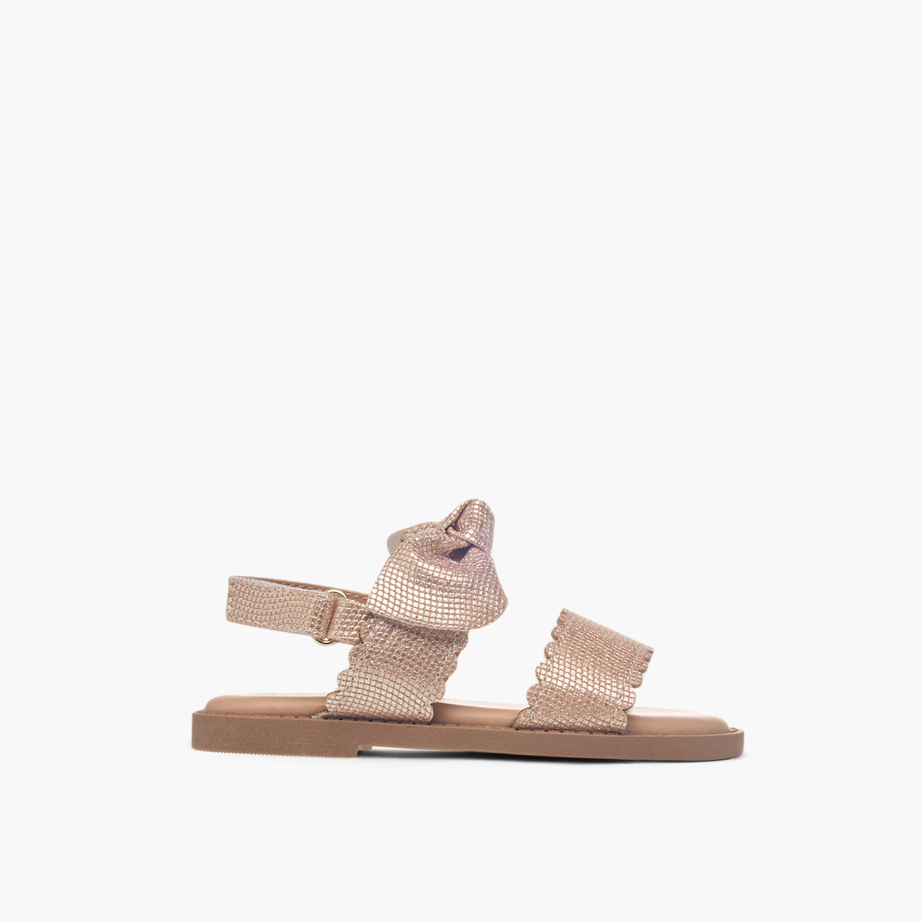 Juniors Bow Applique Sandals with Hook and Loop Closure-girls-shoes-sandals-image-2
