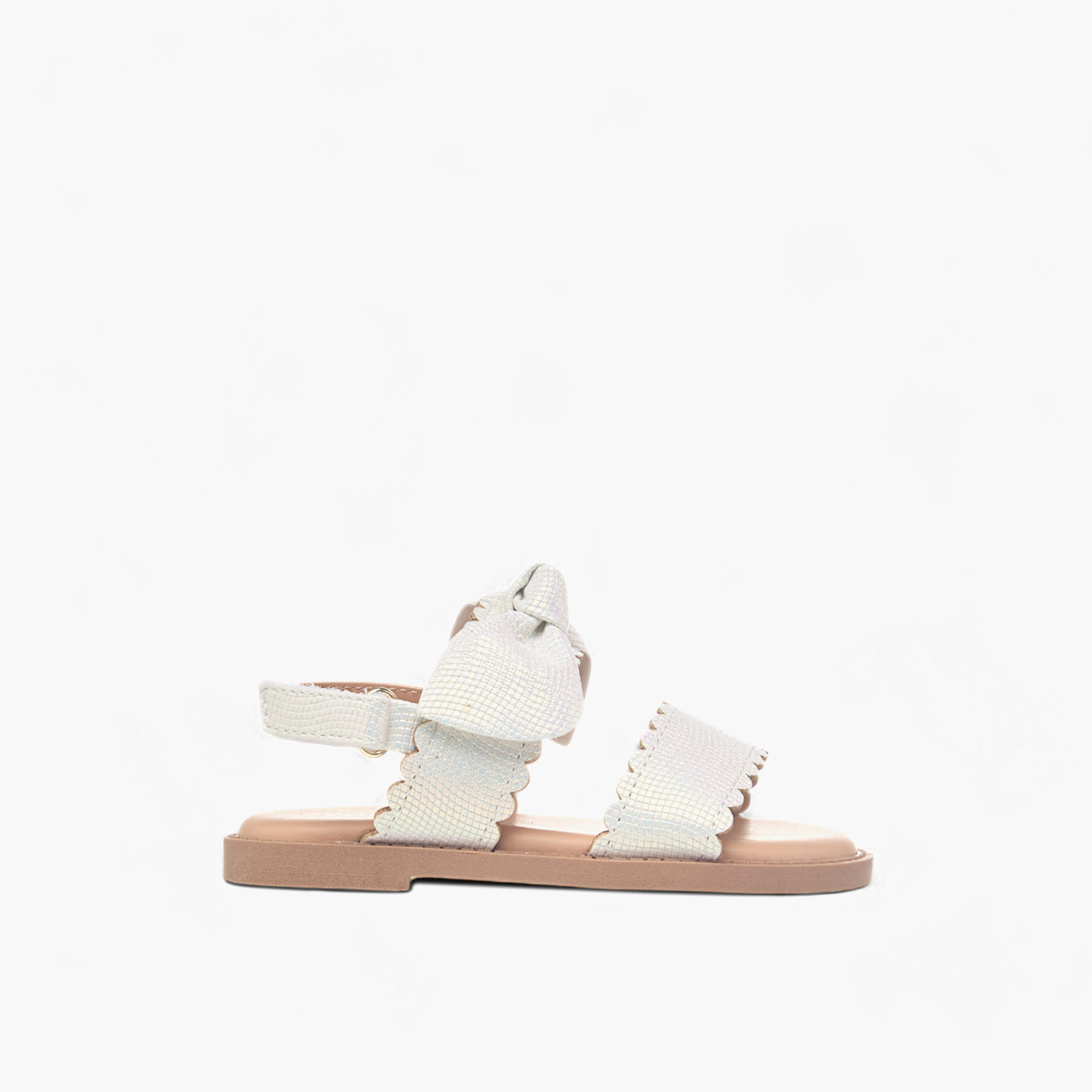 Juniors Bow Applique Sandals with Hook and Loop Closure-girls-shoes-sandals-image-2